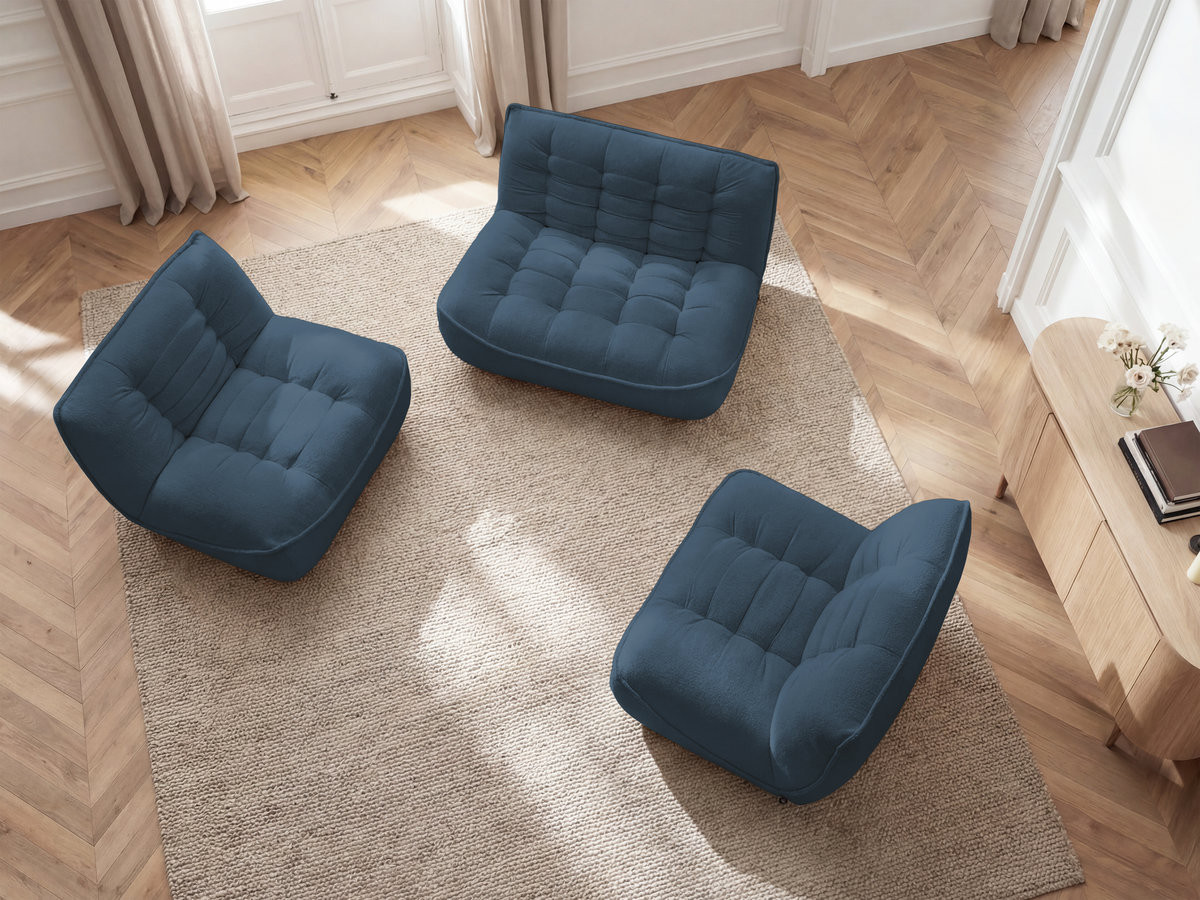 Bobochic Serena Sofa 4-Sitzer Melange-Stoff Blau