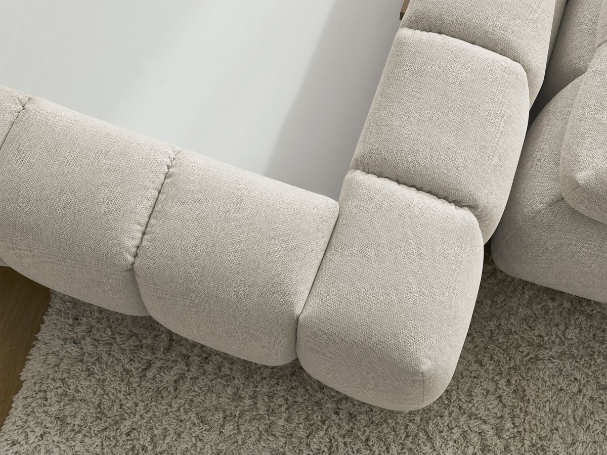 Bobochic Mont-blanc Polsterbett mit Bettkasten mit Bettbank Stoff Beige, Liegefläche 140 × 190 cm