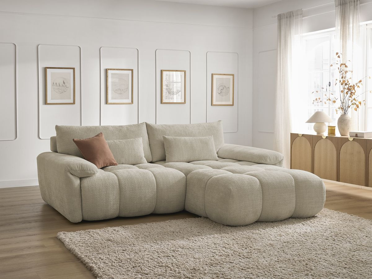 Bobochic Ivane Ecksofa Strukturstoff Beige Ecke rechts