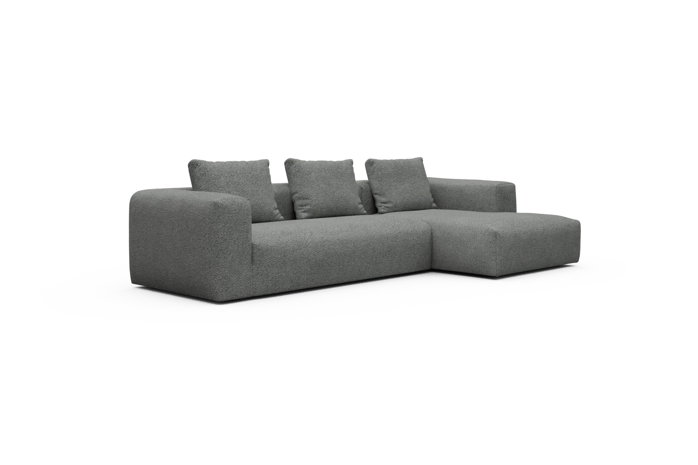 Ecksofa Fred Chaiselongue rechts mit 2,5-Sitzer Vanora-Warm-Grey