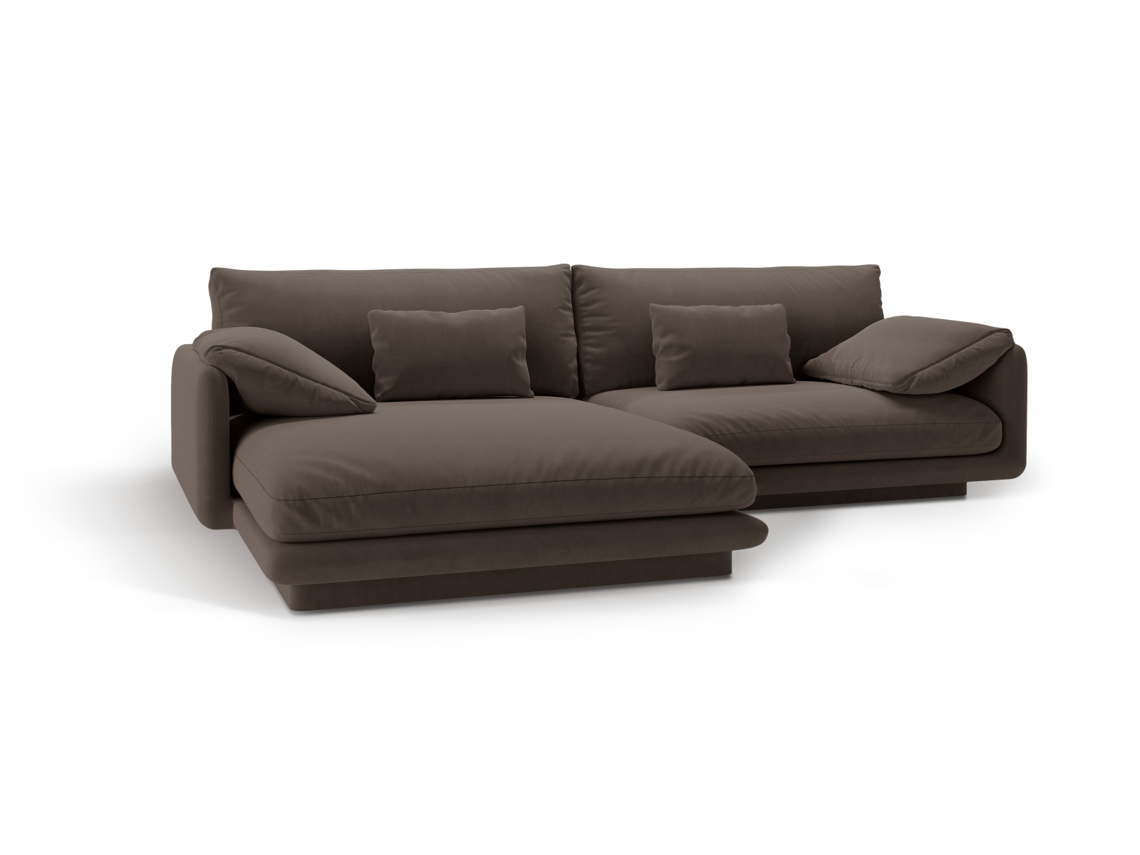 Micadoni Ecksofa Torino 4-Sitzer Links Samt Ebenholz