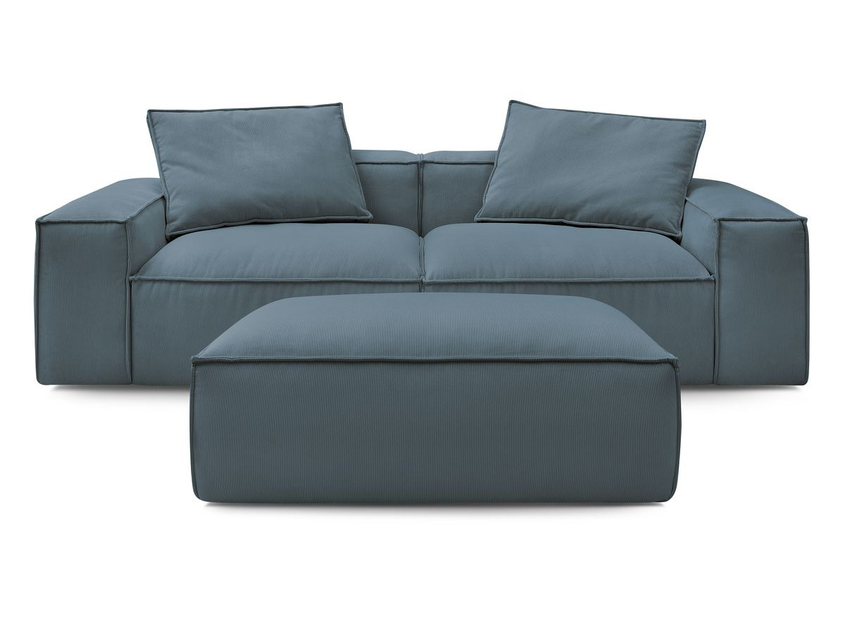 Bobochic Boheme Sofa 4-Sitzer mit Pouf Cordsamt Dunkelblau