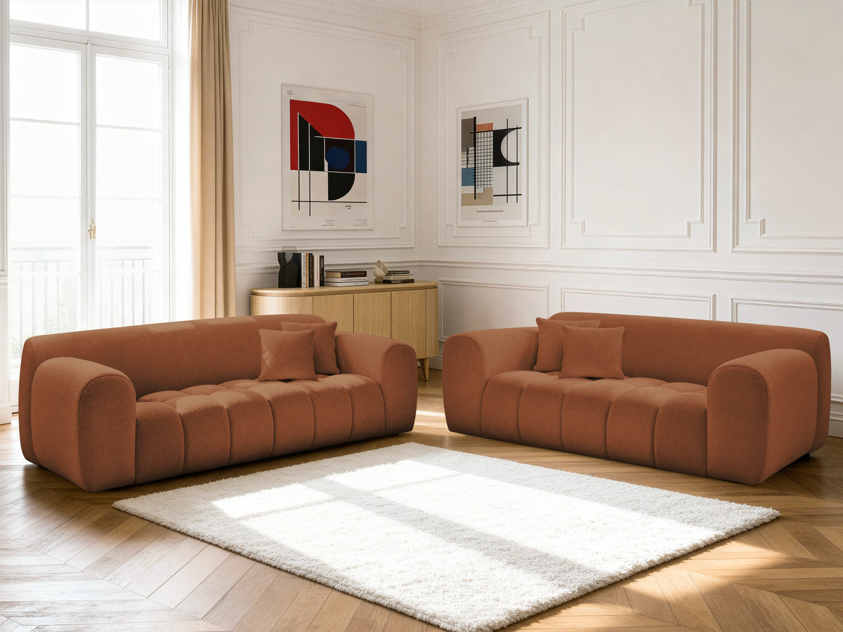Bobochic Melisse Sofa 5-Sitzer Melange-Stoff Orange