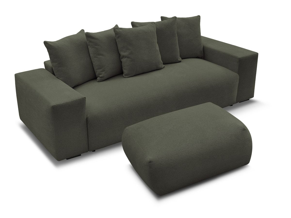 Bobochic Voltaire Sofa 4-Sitzer mit Pouf 280 × 124 cm Melange-Stoff Grün