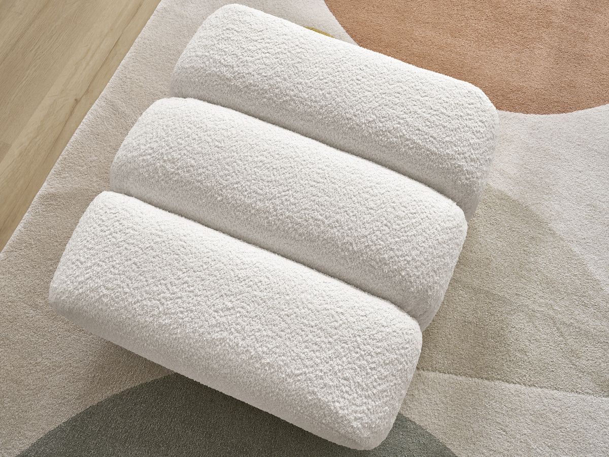 Bobochic Talia Pouf Bouclé-Stoff Weiß