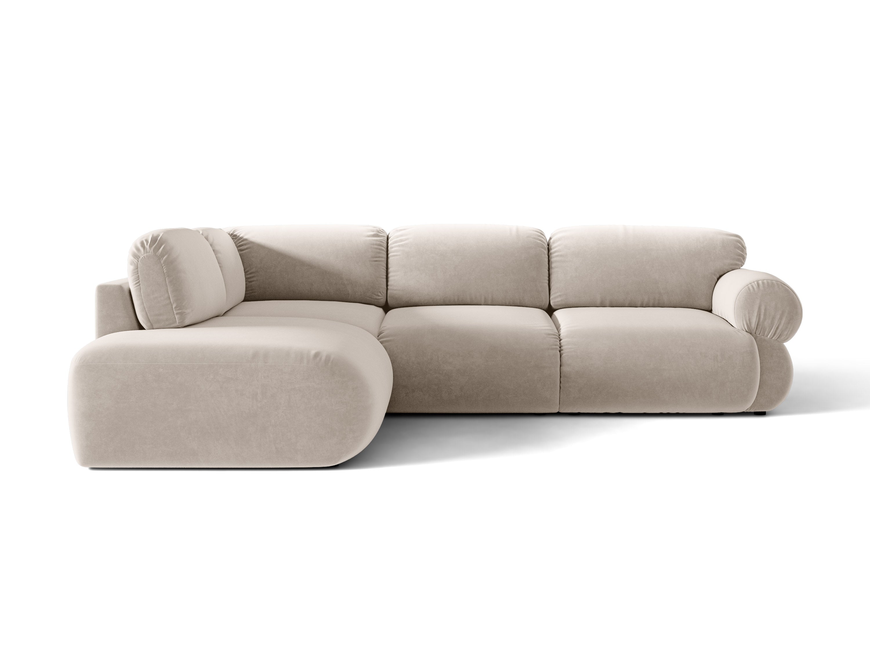 Micadoni Ophelia Ecksofa 289 cm Links Samt Salvador Beige