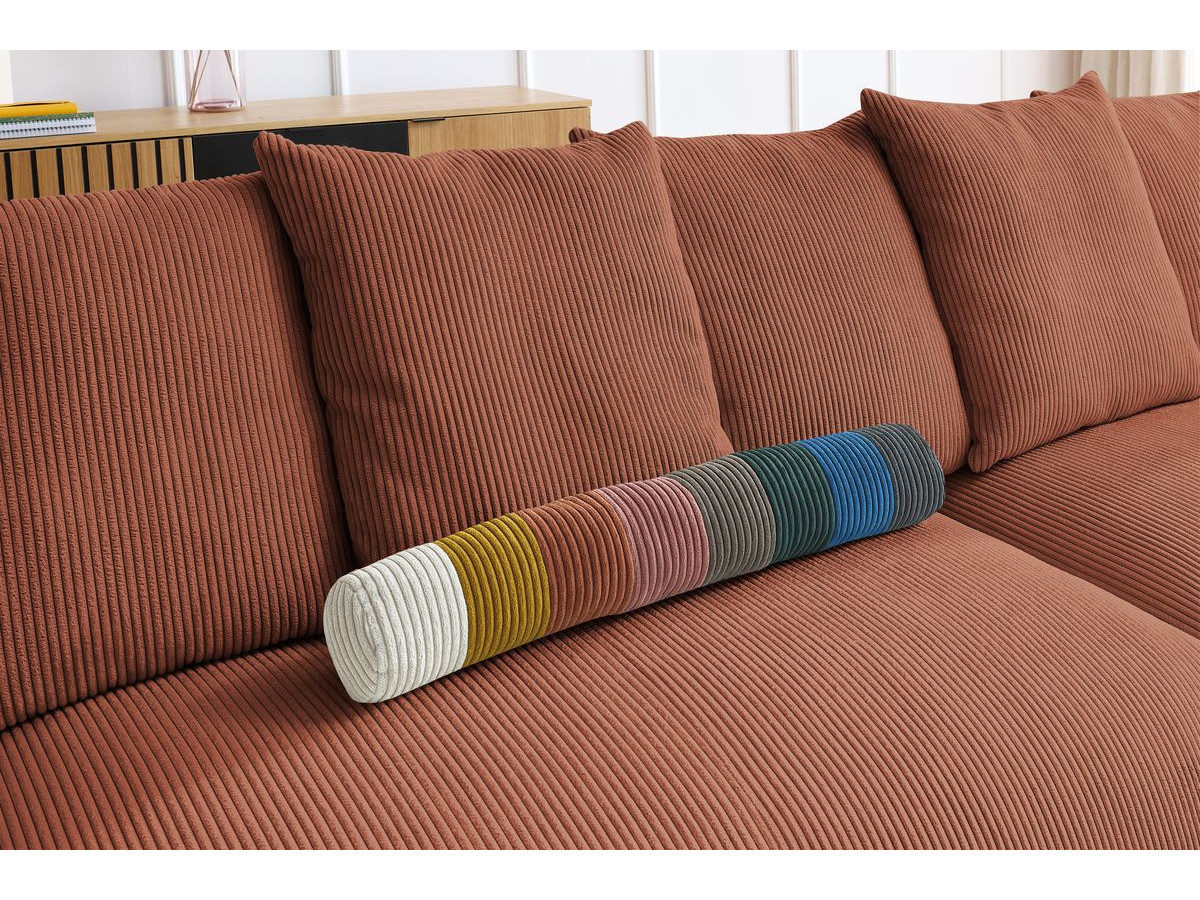 Bobochic Voltaire Ecksofa mit Pouf 322 × 268 cm Cordsamt Orange Ecke links