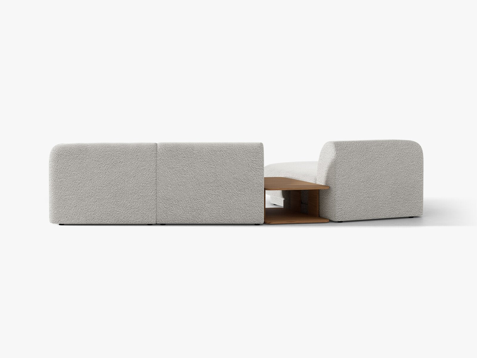 Micadoni Modulares Sofa Miley mit Recamiere 3-Sitzer Links Boucle Baloo Hellgrau