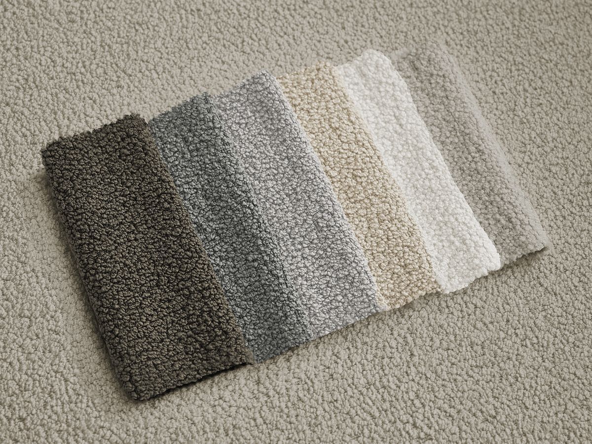 Bobochic Hayden Sofa 4-Sitzer mit Pouf Bouclé-Stoff Taupe