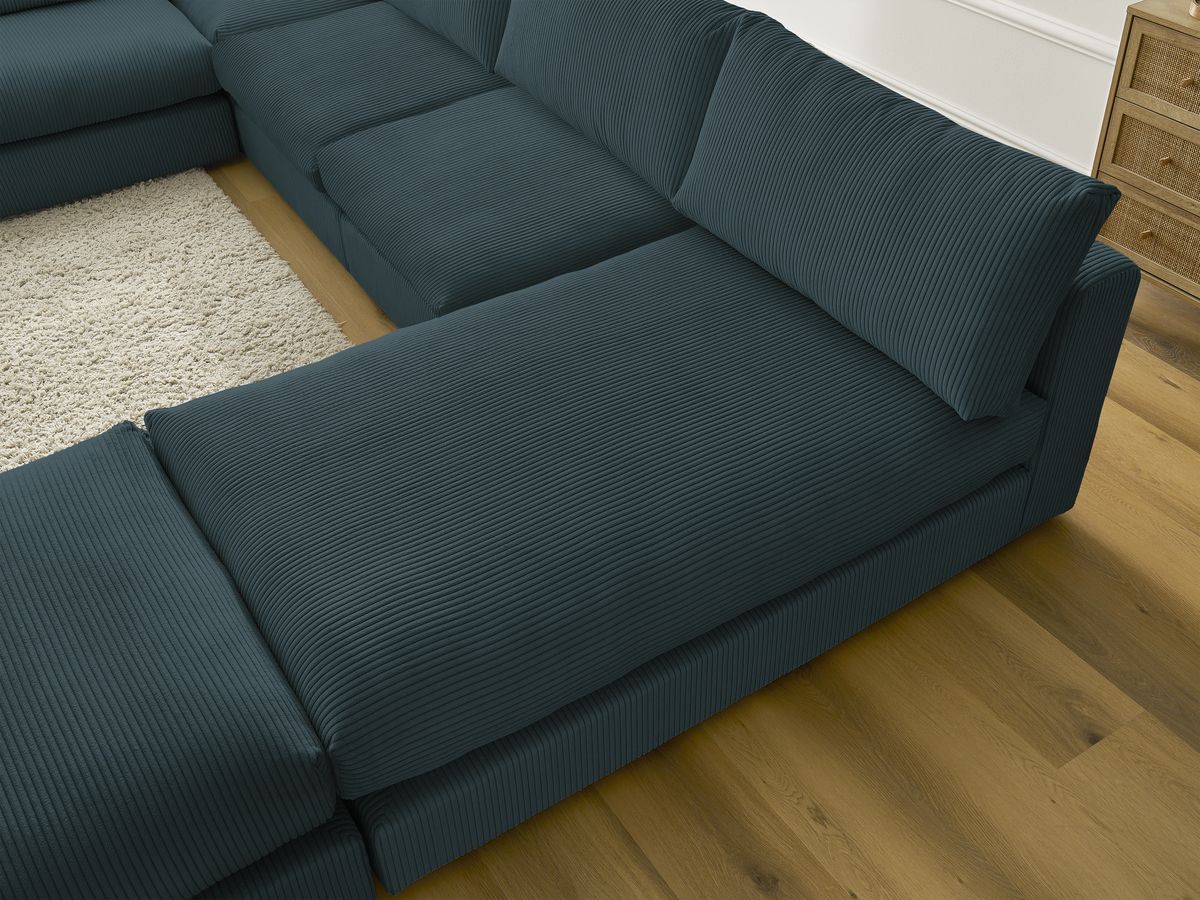 Bobochic Paris Ecksofa mit Pouf 369 × 167 cm Cordsamt Dunkelblau
