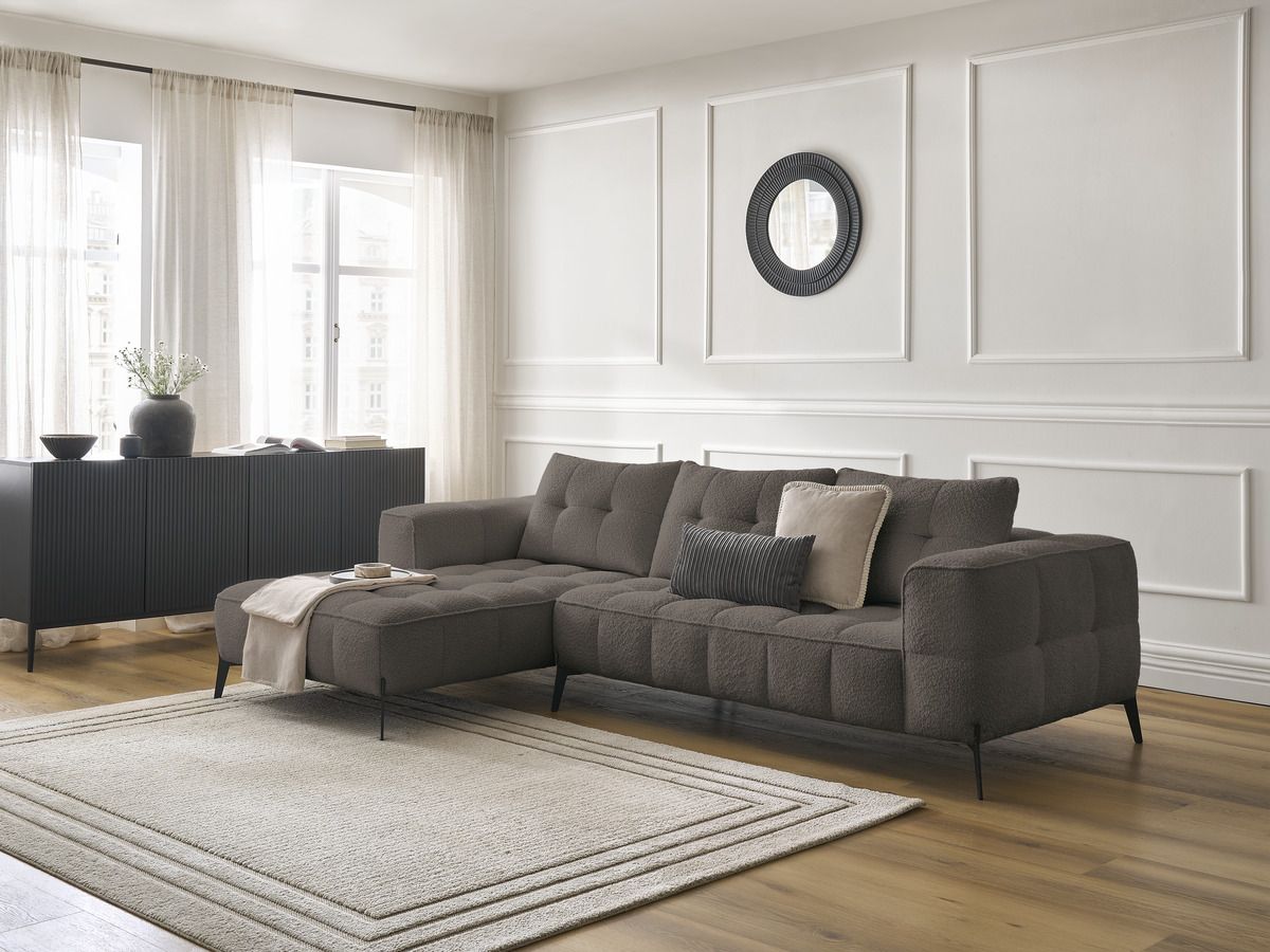 Bobochic Anis Ecksofa Bouclé-Stoff Braun Ecke links