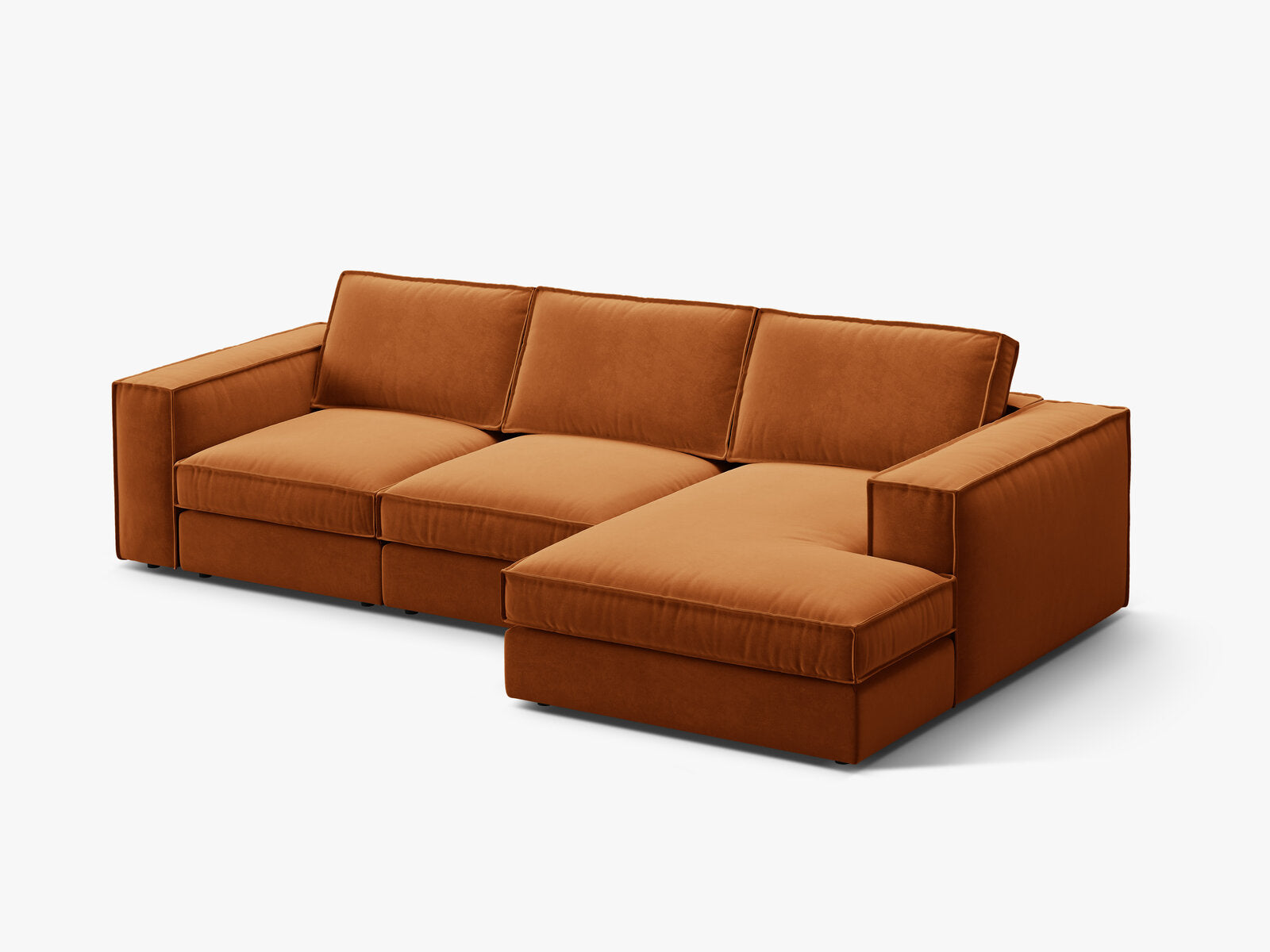 Micadoni modulares Ecksofa Pola 3-Sitzer Rechts Samt Salvador Terrakotta