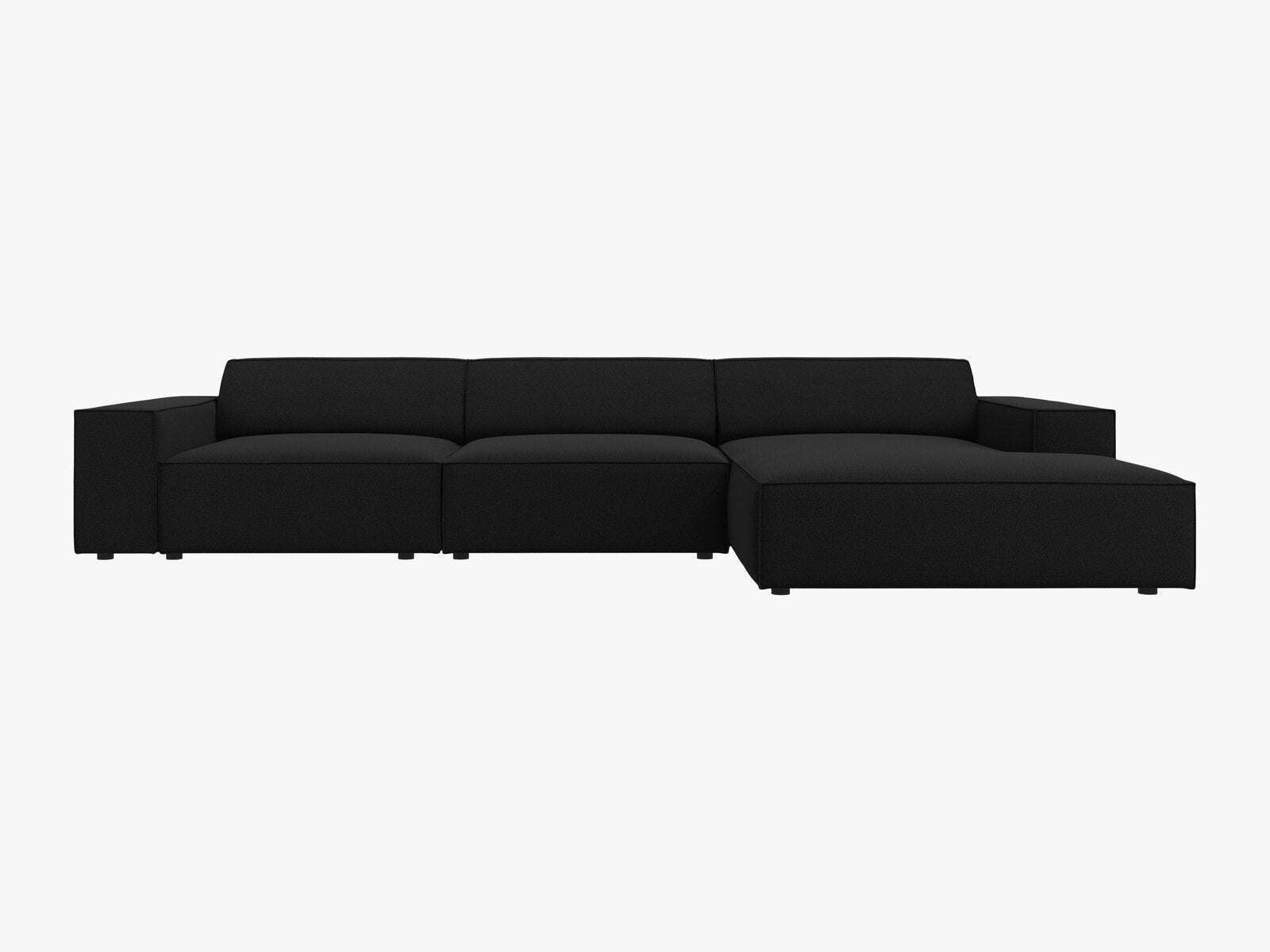 Micadoni Ecksofa Jodie 4-Sitzer Rechts Strukturierter Stoff Megan Schwarz