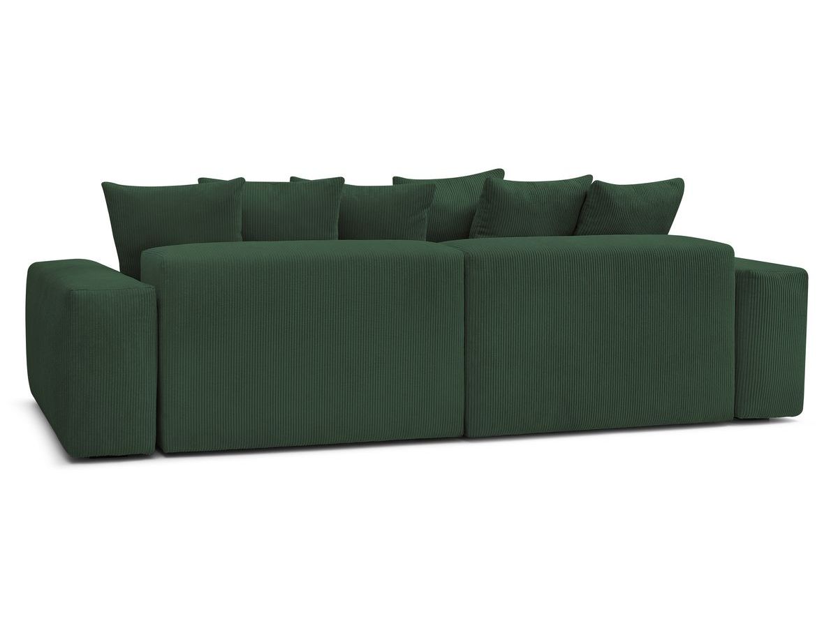 Bobochic Voltaire Ecksofa mit Schlaffunktion und Bettkasten und Pouf Cordsamt Grün