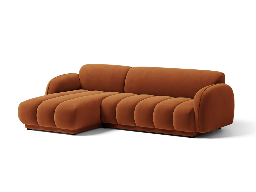 Cosmopolitan Design Ecksofa Bilbao 3-Sitzer Samt Casino Terrakotta Links