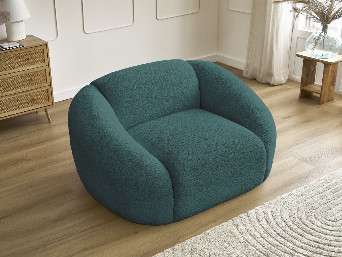 Bobochic Tina Sessel Bouclé-Stoff Hellblau