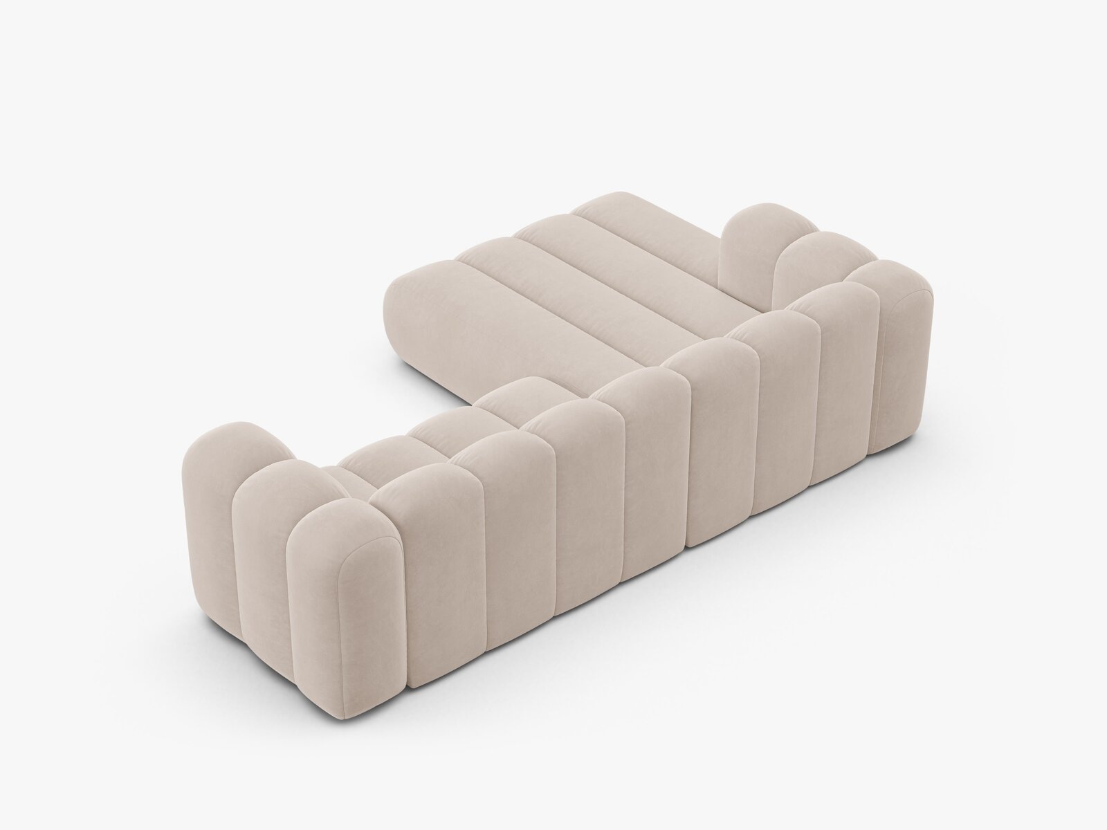 Micadoni Modulares Ecksofa Lupine 4-Sitzer mittelgroß Links Samt Venus Helles Beige