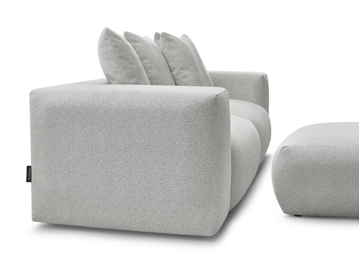 Bobochic Voltaire Sofa 4-Sitzer mit Pouf 248 × 100 cm Melange-Stoff Hellgrau