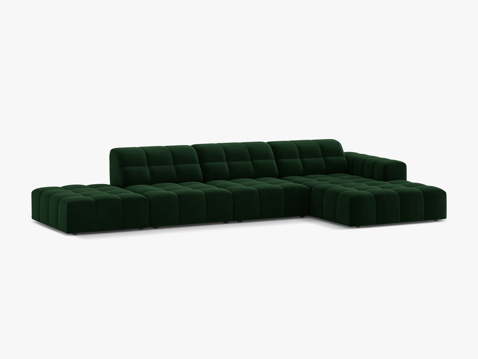 Micadoni Ecksofa Jennifer 5-Sitzer Rechts Samt Bluvel Flaschengrün