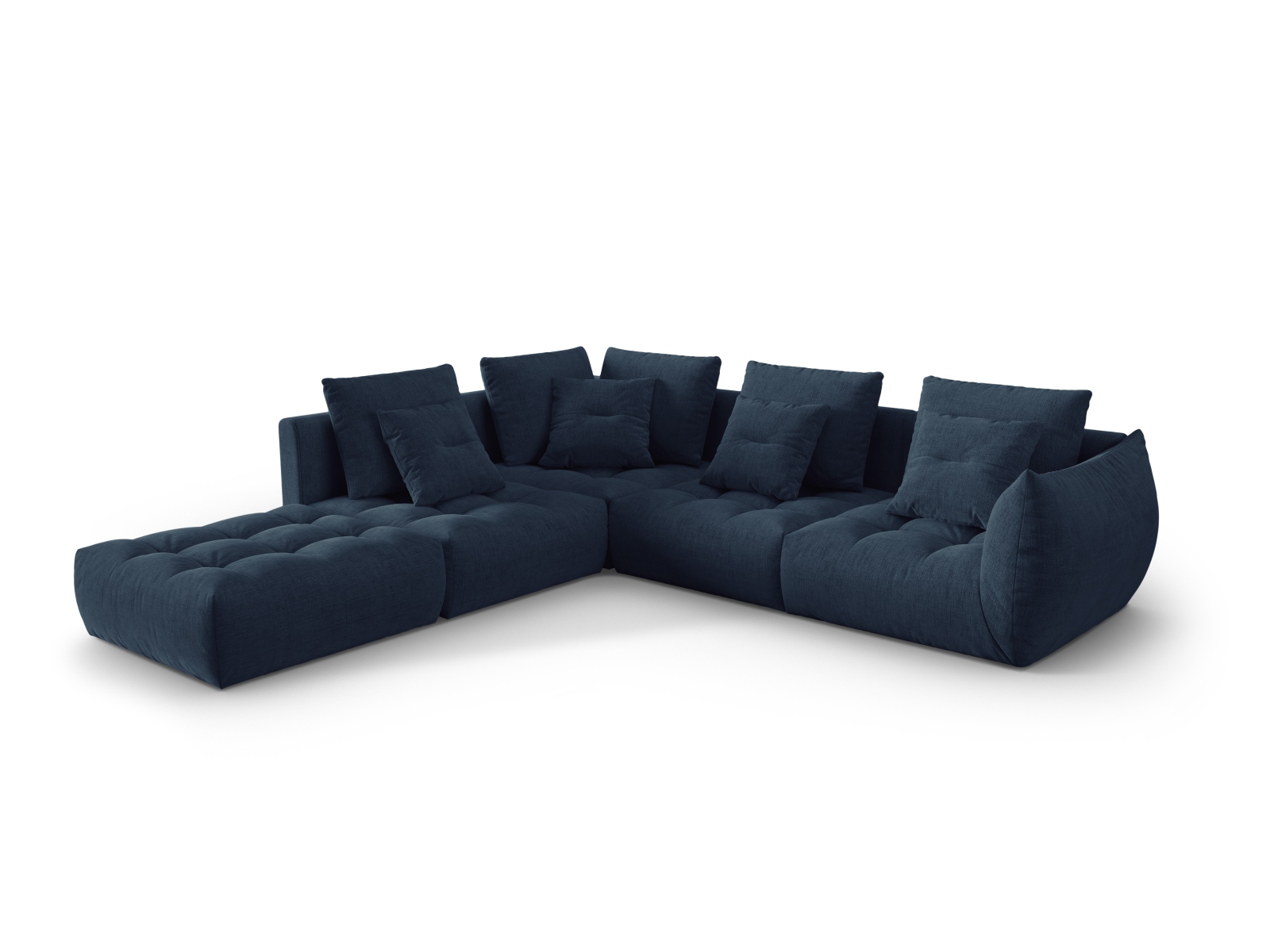 Micadoni Ecksofa Bloom 5-Sitzer Links Strukturierter Stoff Dunkelblau