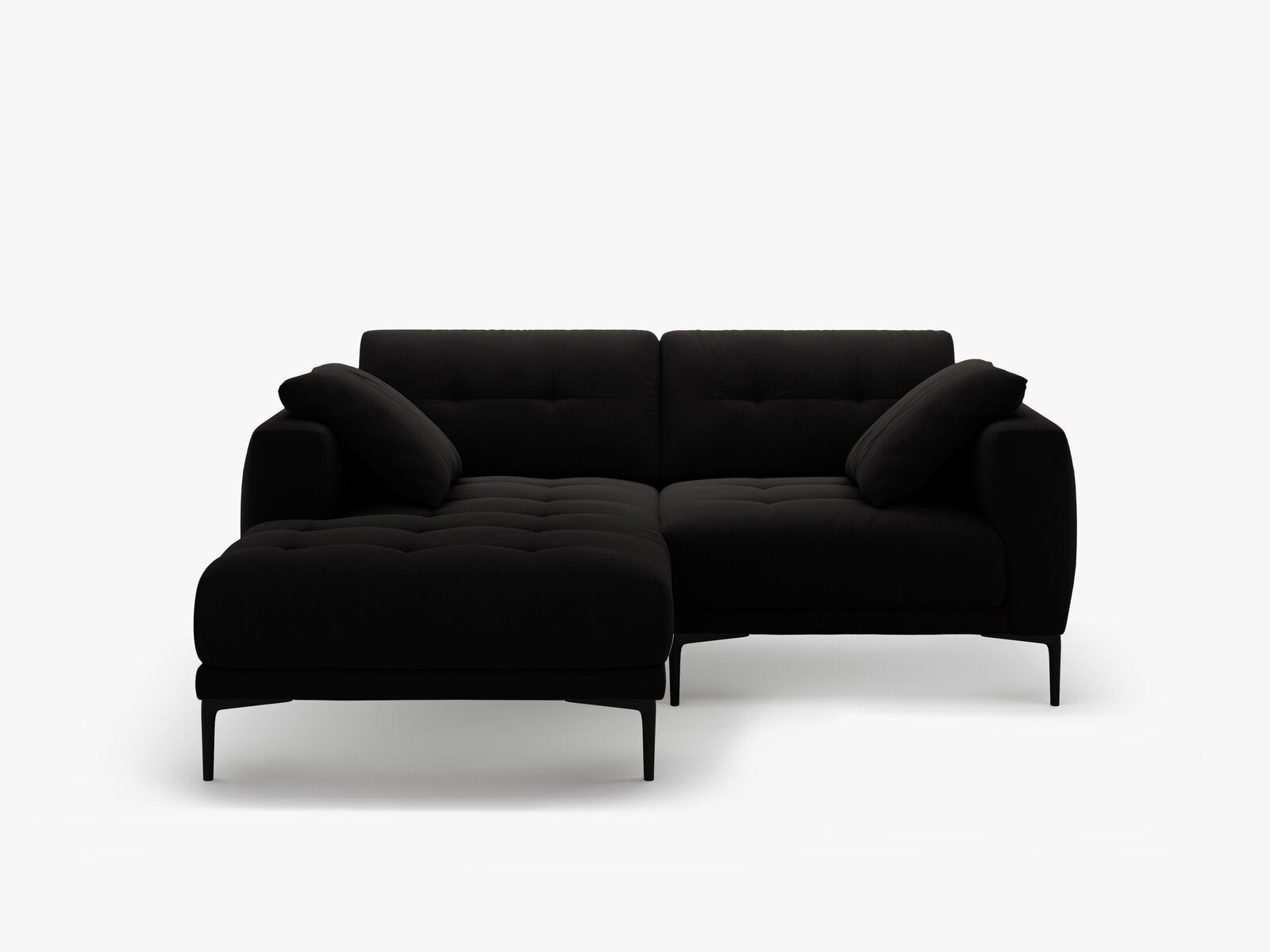 Micadoni Ecksofa Bemy 2-Sitzer Links Samt Schwarz