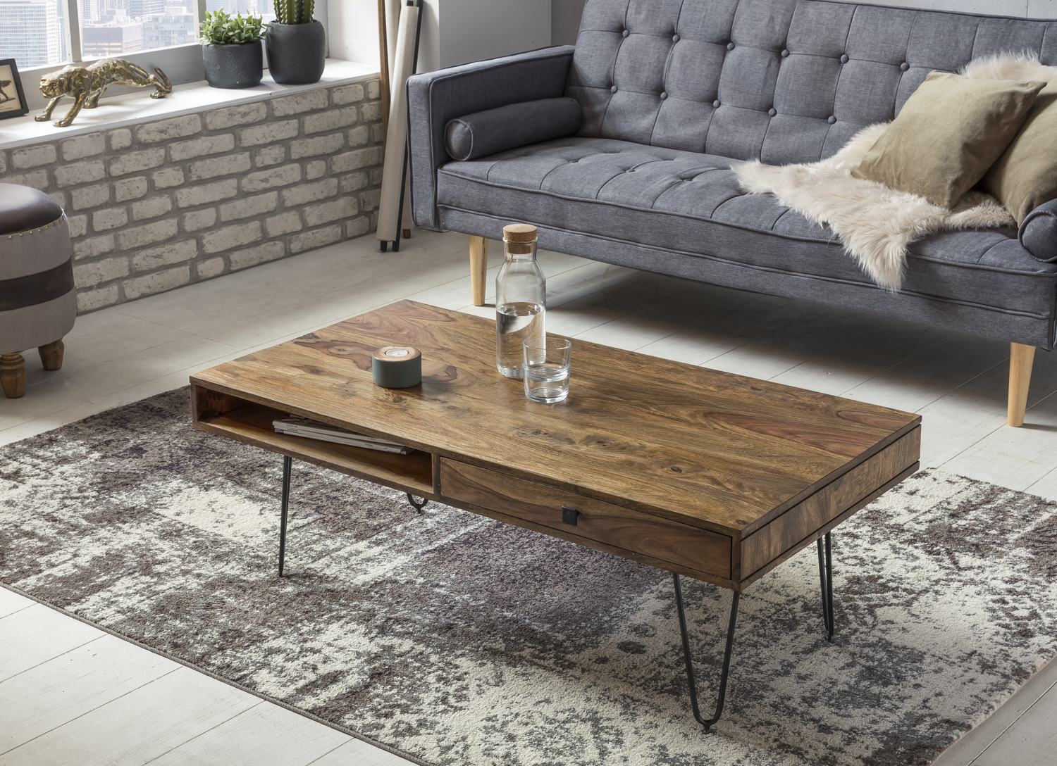 Couchtisch Agdenes Massivholz Dunkelbraun