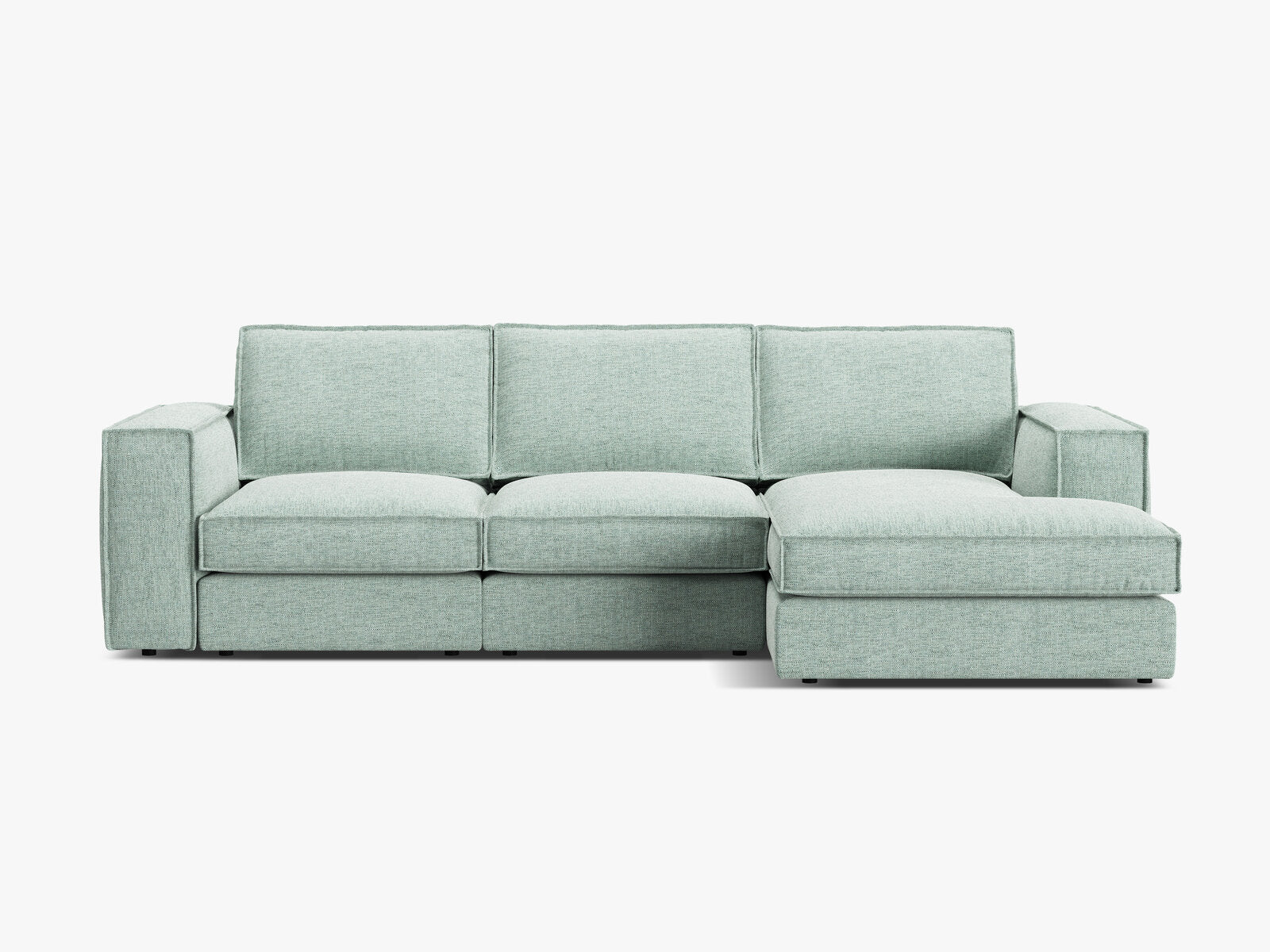 Micadoni modulares Ecksofa Pola 3-Sitzer Rechts Strukturierter Stoff Babel Minze