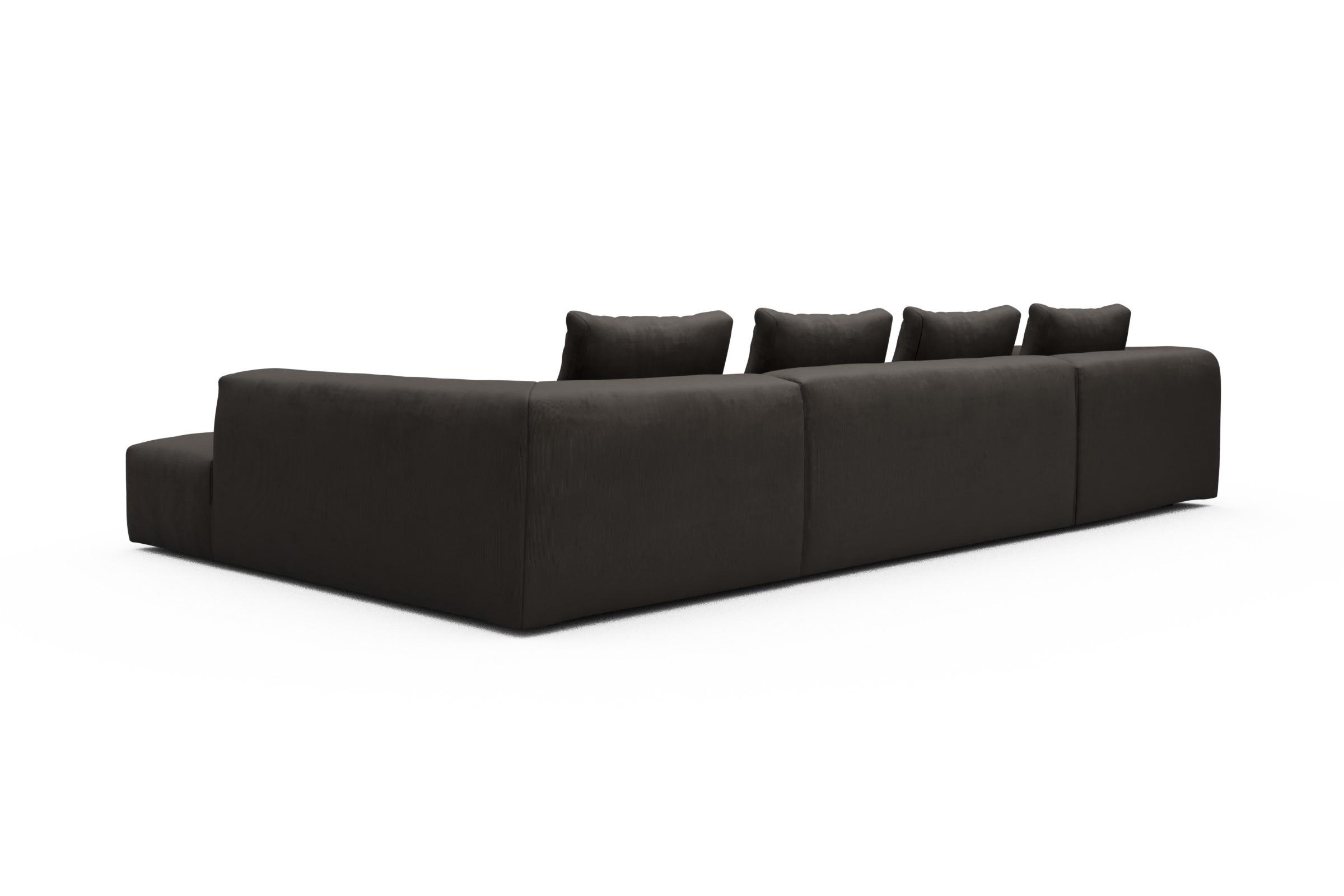 Wohnlandschaft Fred Relax-Ecke rechts mit 2-Sitzer und Chaiselongue links Cordufine-Taupe