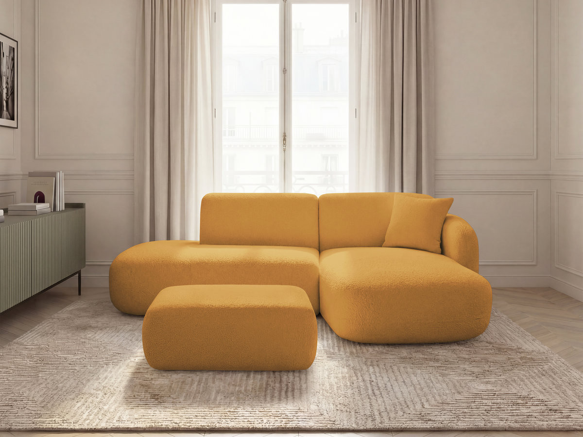 Bobochic Anda Ecksofa mit Pouf 241 × 163 cm Chenille Gelb Ecke rechts