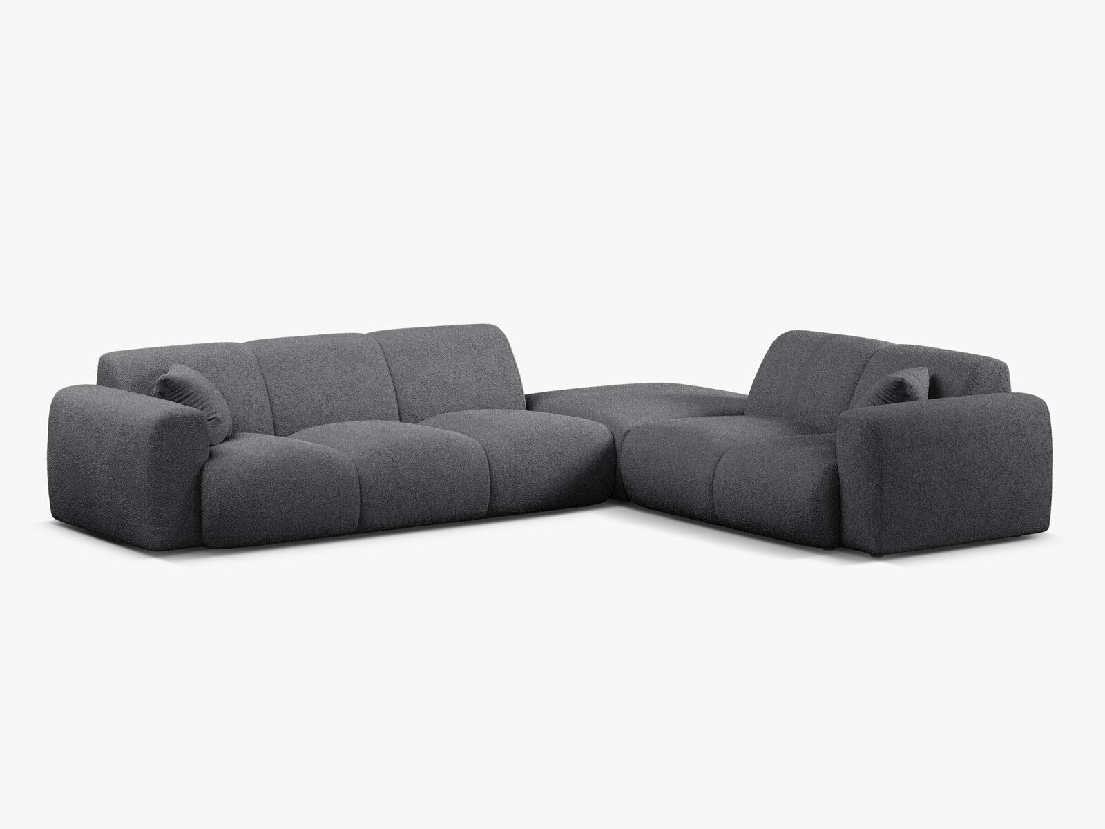 Micadoni Ecksofa Molino 6-Sitzer Rechts Boucle Baloo Dunkelgrau