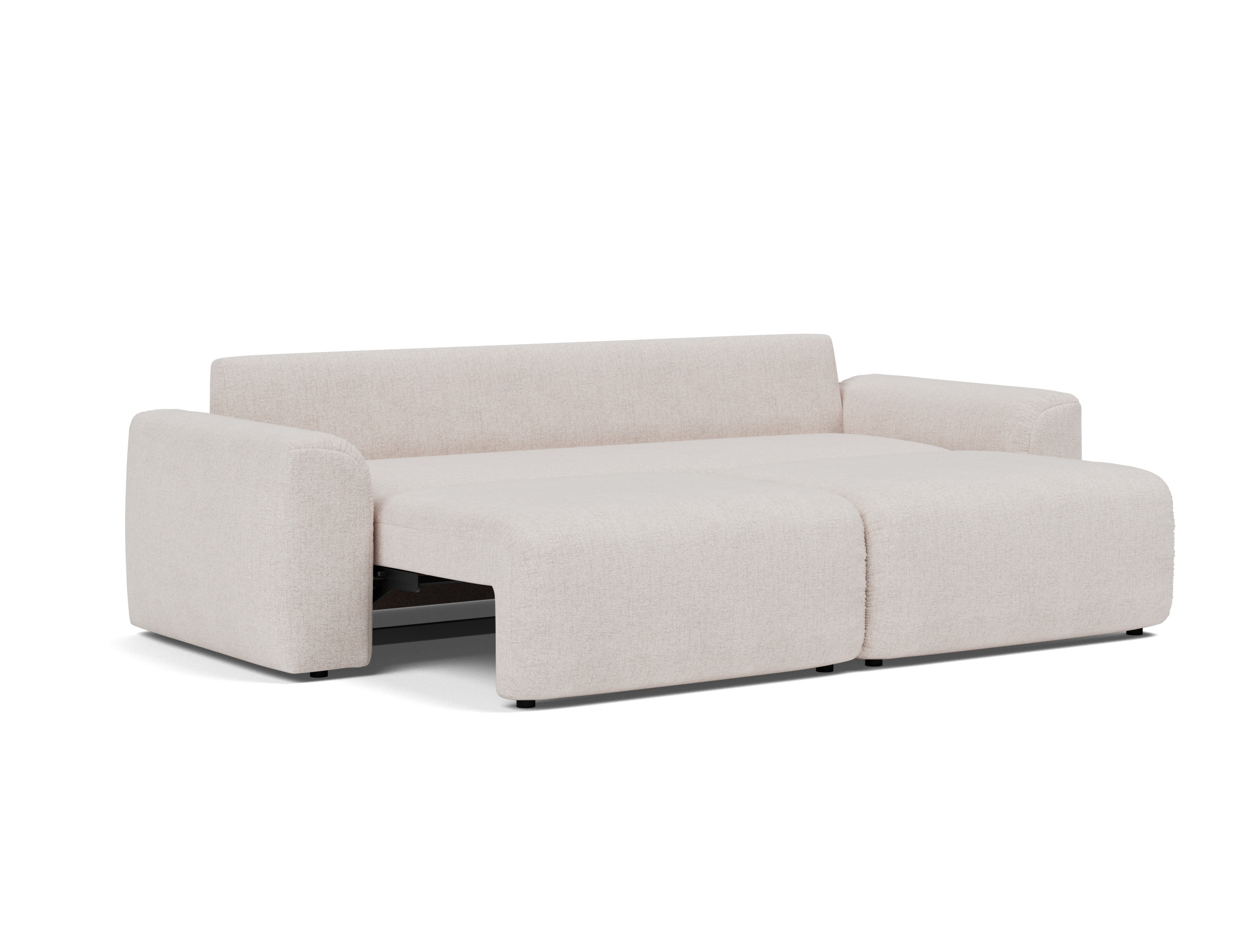 Schlafsofa Norum mit Chunky-Armlehnen Strukturierter Stoff Weda 300-Weda-Sand