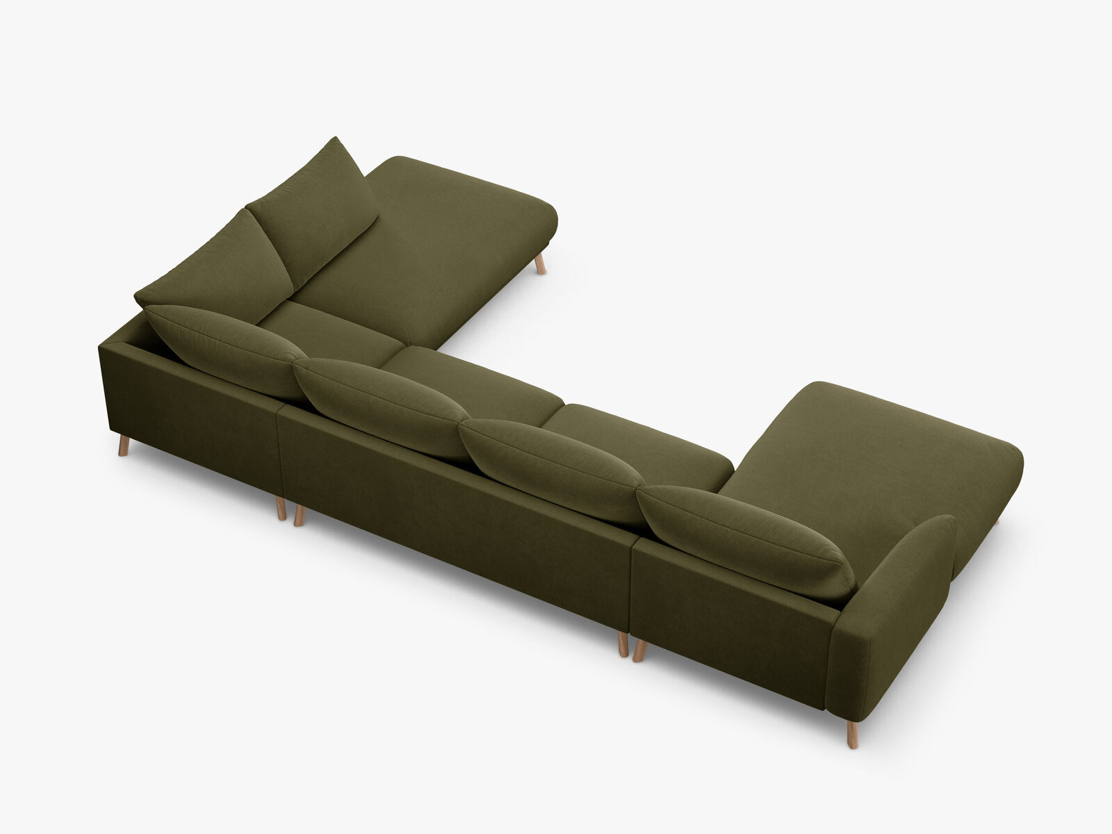 Micadoni Panorama Ecksofa Naomi 6-Sitzer Rechts Samt Salvador Grün