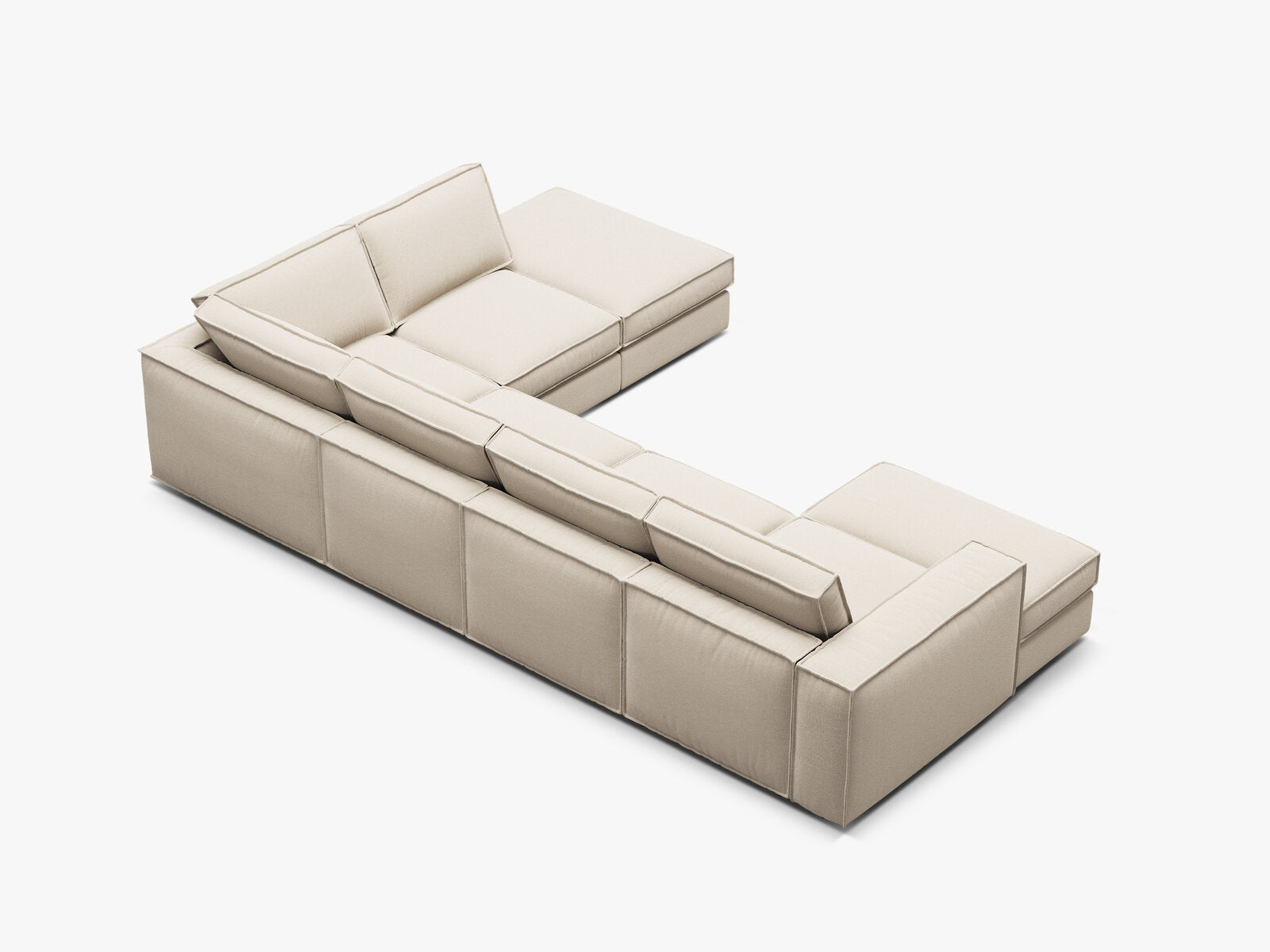 Micadoni modulares Panorama Ecksofa Pola 5-Sitzer Rechts Strukturierter Stoff Babel Beige