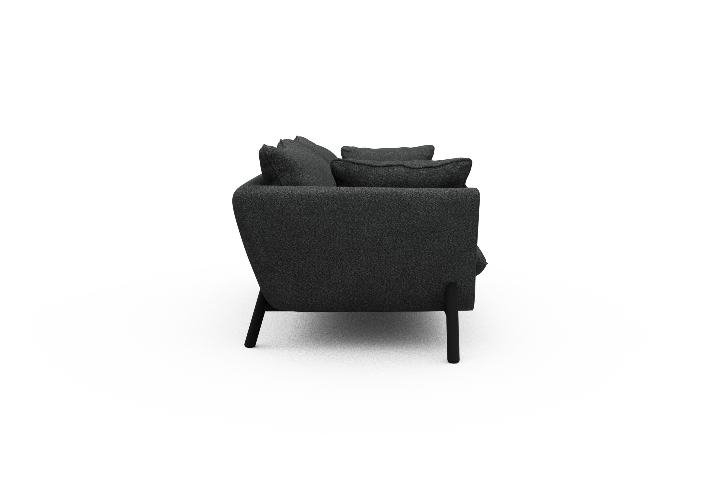 Sofa Emil PREMIUM 2-Sitzer Beinfarbe Eiche Schwarz Boucle-Charcoal