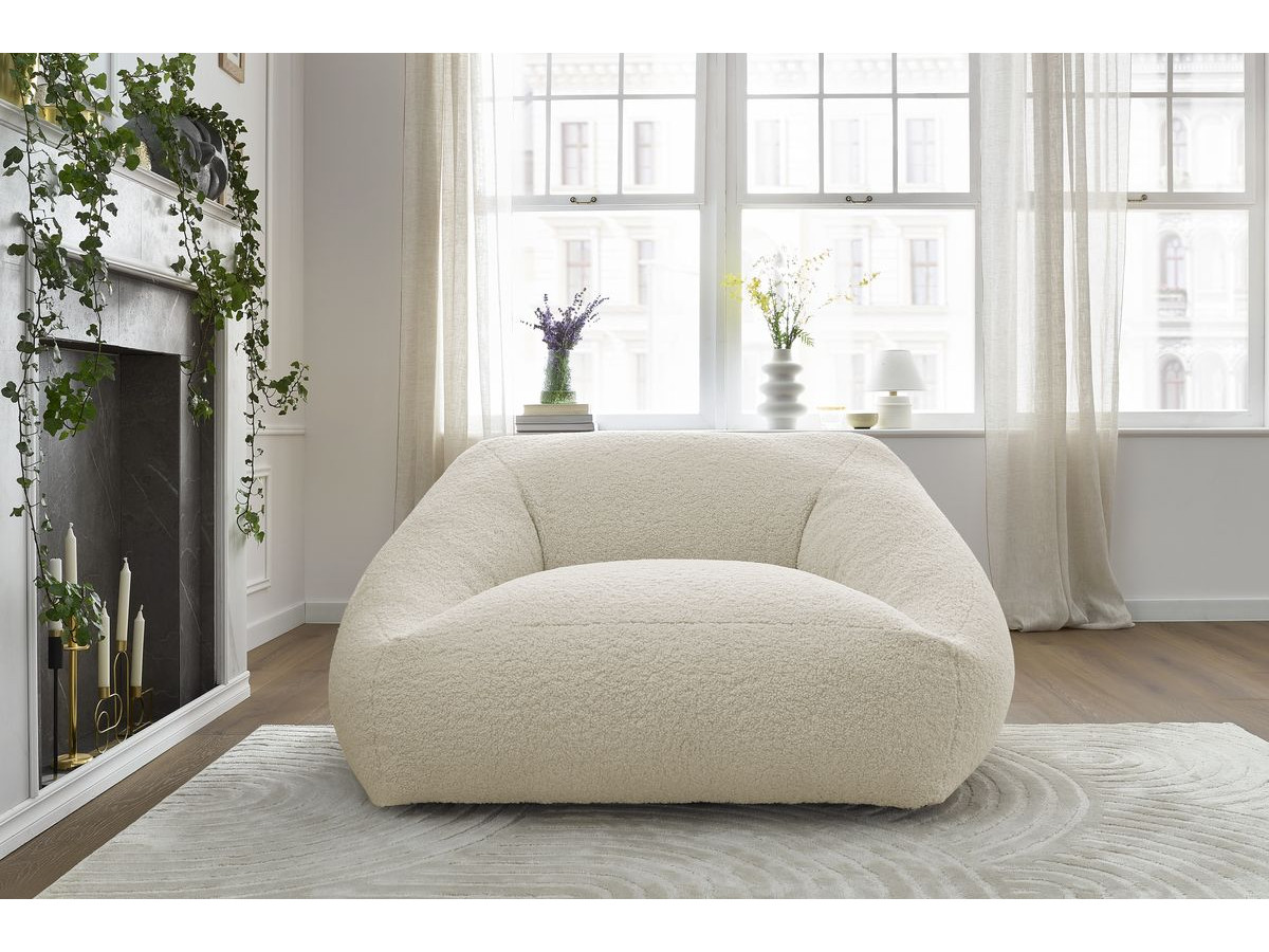 Bobochic Lilibet Pouf Bouclé-Stoff Beige