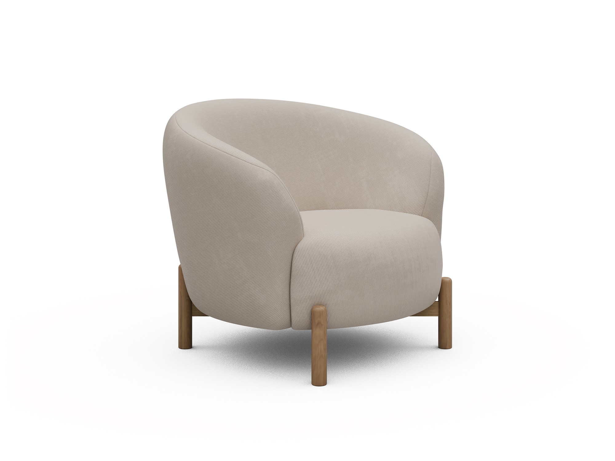Sessel Ronda Holzbeine Eiche Natur Kord Cordufine 311-Off-White