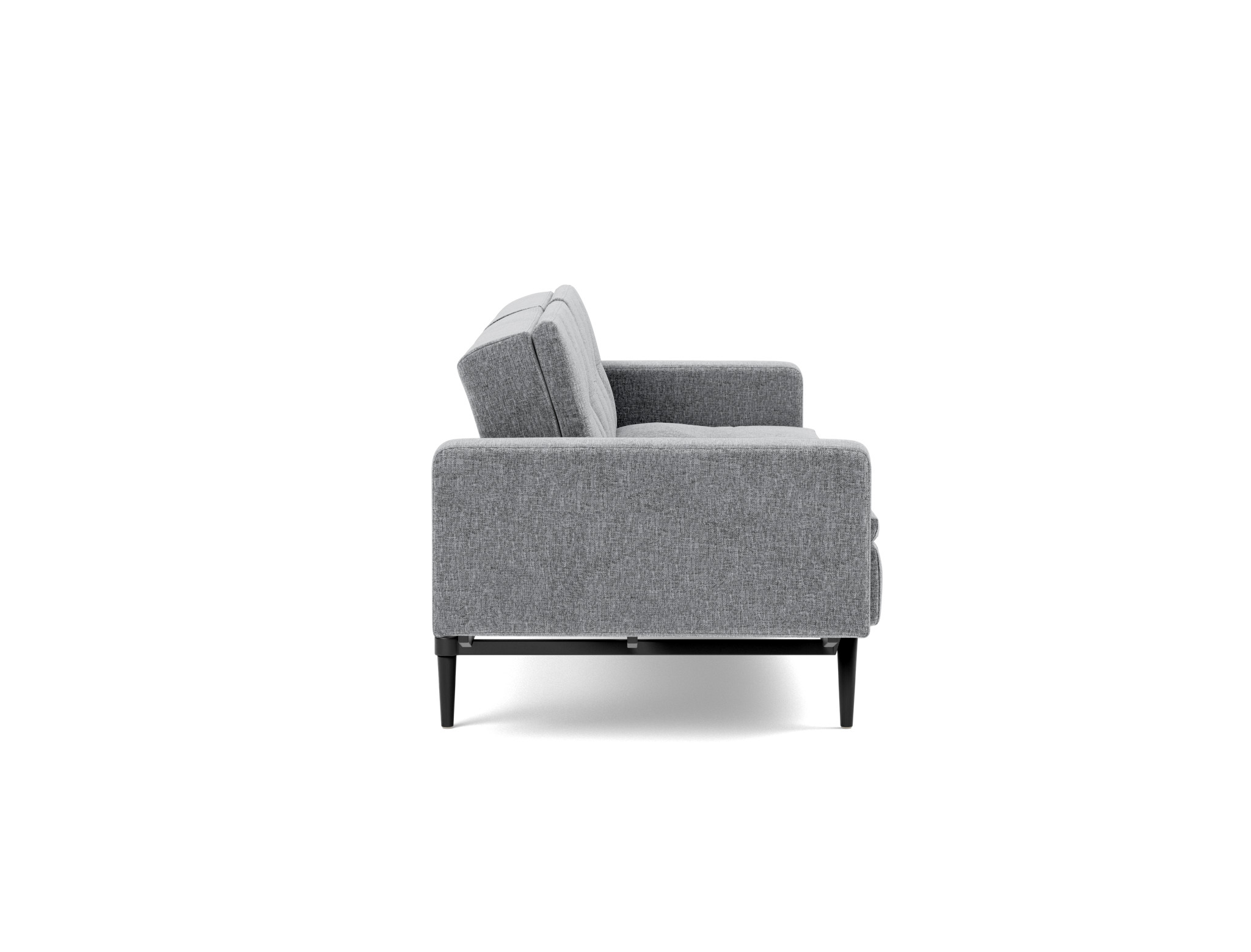 Schlafsofa Dublexo mit Armlehnen Strukturierter Stoff Twist 565-Granite Beine Styletto Eiche schwarz