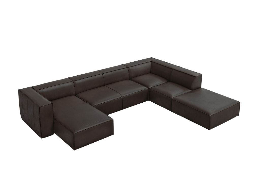 Cosmopolitan Design Panoramasofa Turin 6-Sitzer 365 cm Leder Granada Graphit Rechts