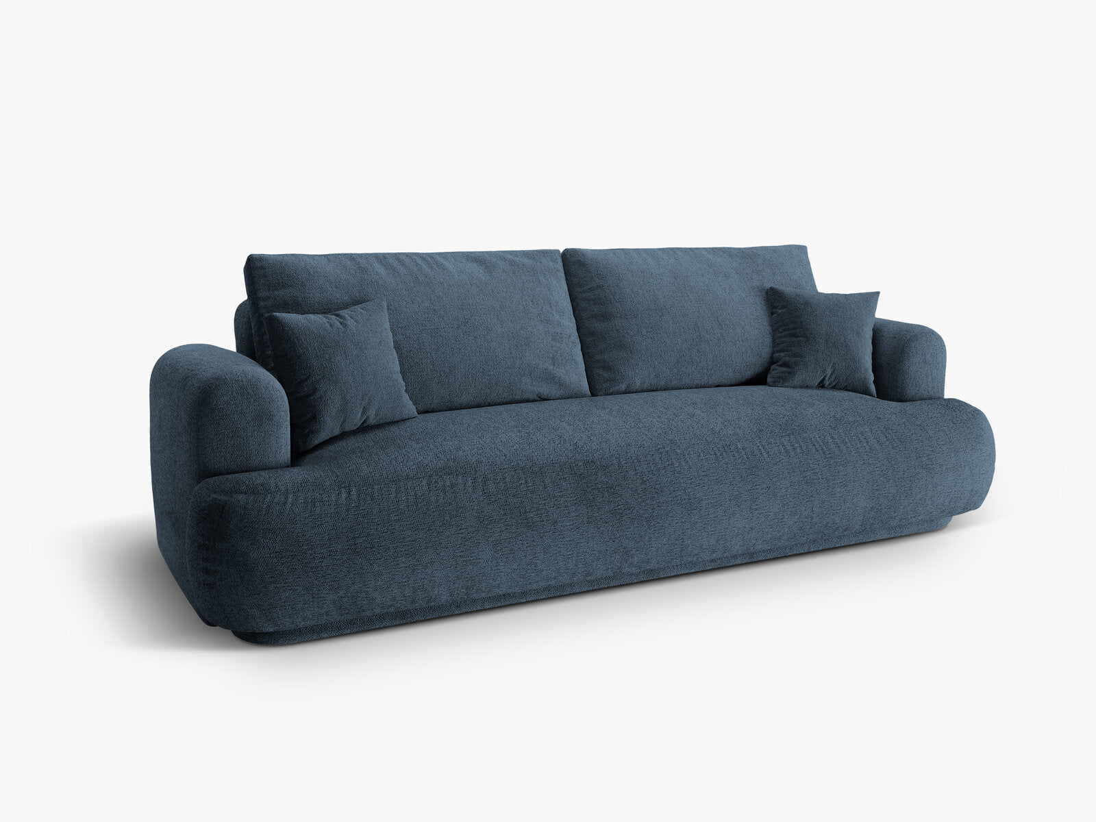 Micadoni Ella Schlafsofa 3-Sitzer mit Bettkasten Strukturierter Stoff Sorella Dunkelblau