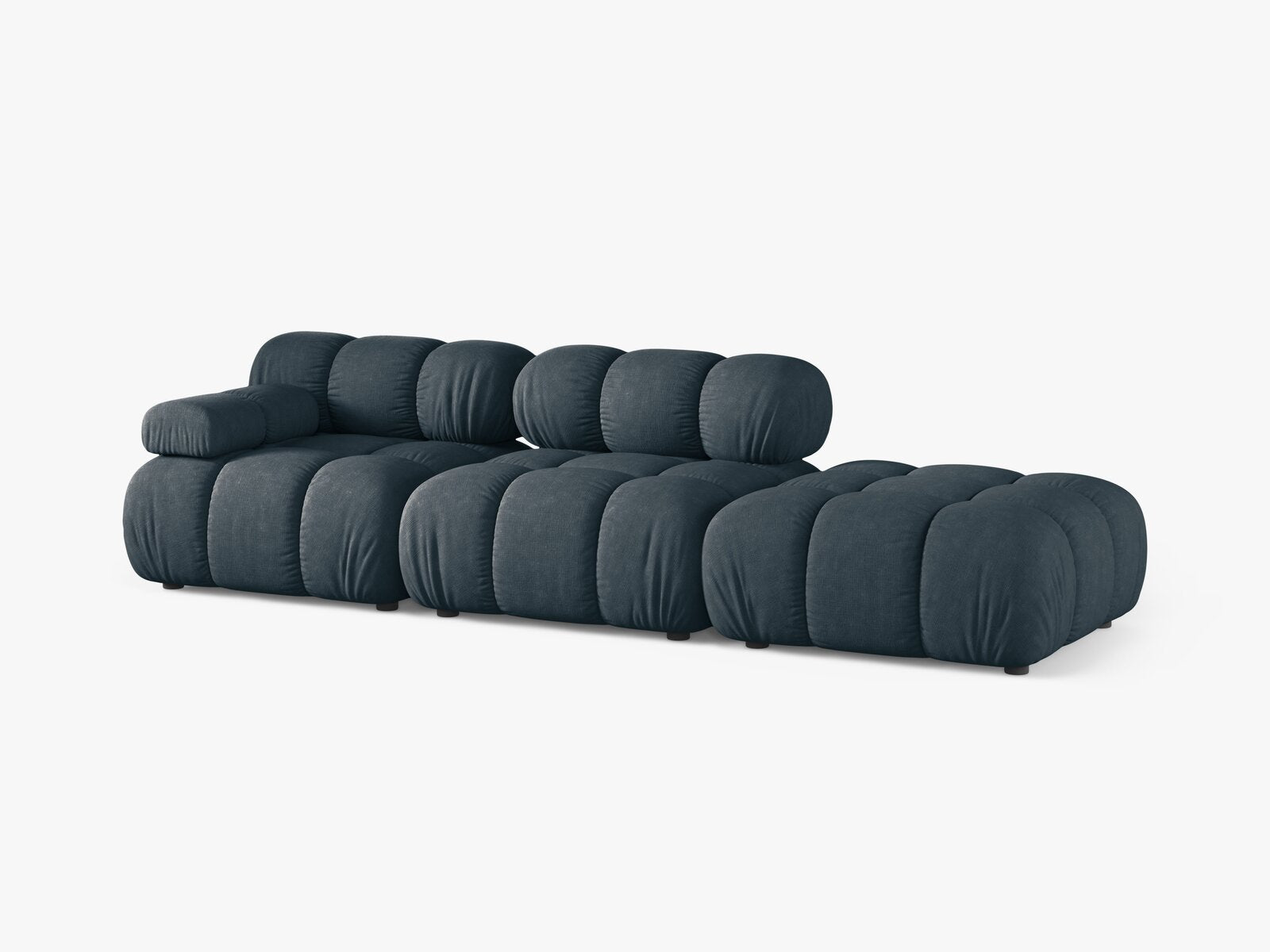 Micadoni Modulares Sofa Bellis 4-Sitzer Rechts Strukturierter Stoff Liberty Dunkel Petrol