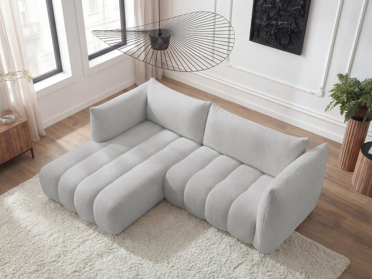 Bobochic Azra Ecksofa 262 × 178 cm Bouclé-Stoff Hellgrau Ecke links