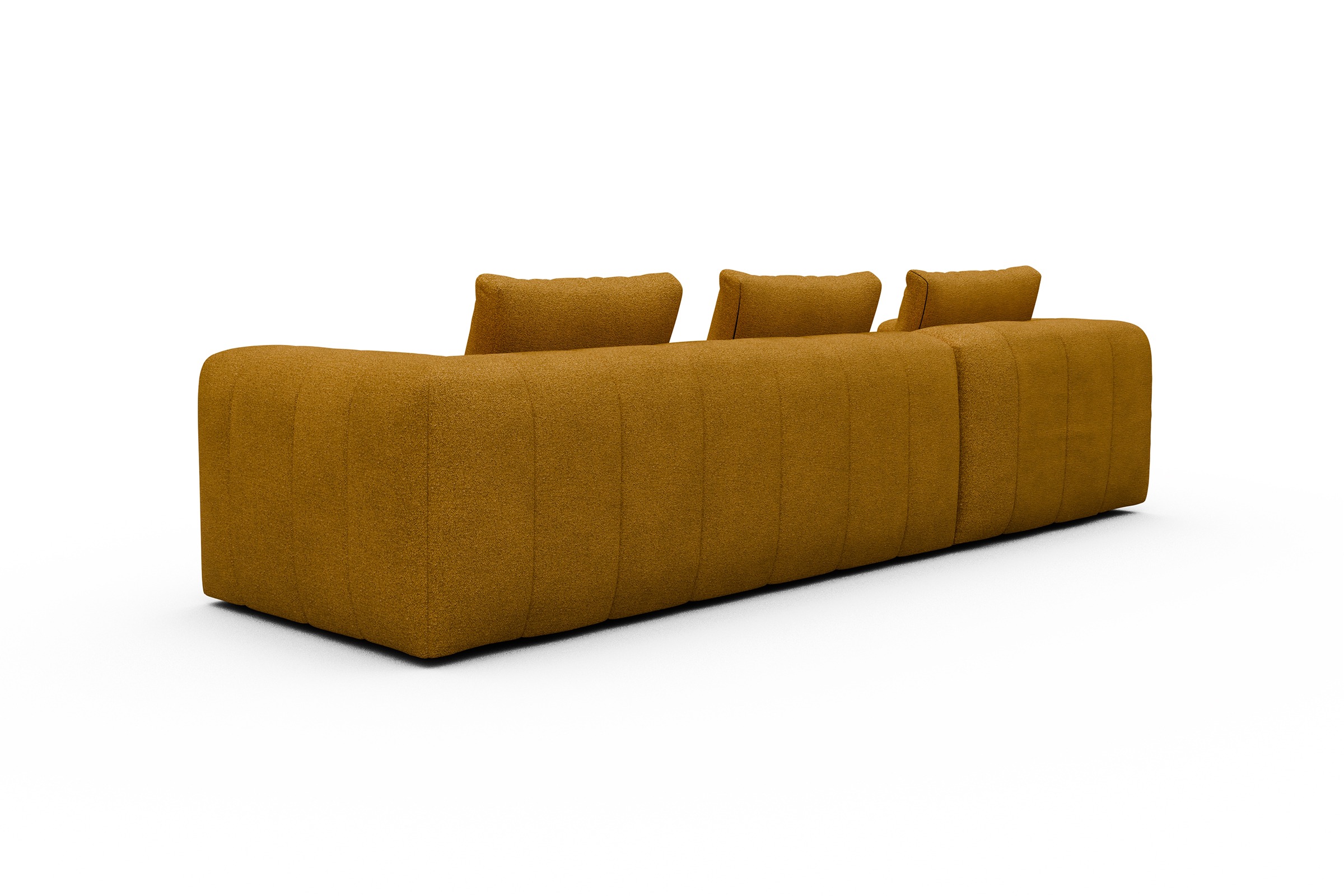 Ecksofa Hugo 2,5-Sitzer Armlehne rechts mit Chaiselongue Boucle-Ochre