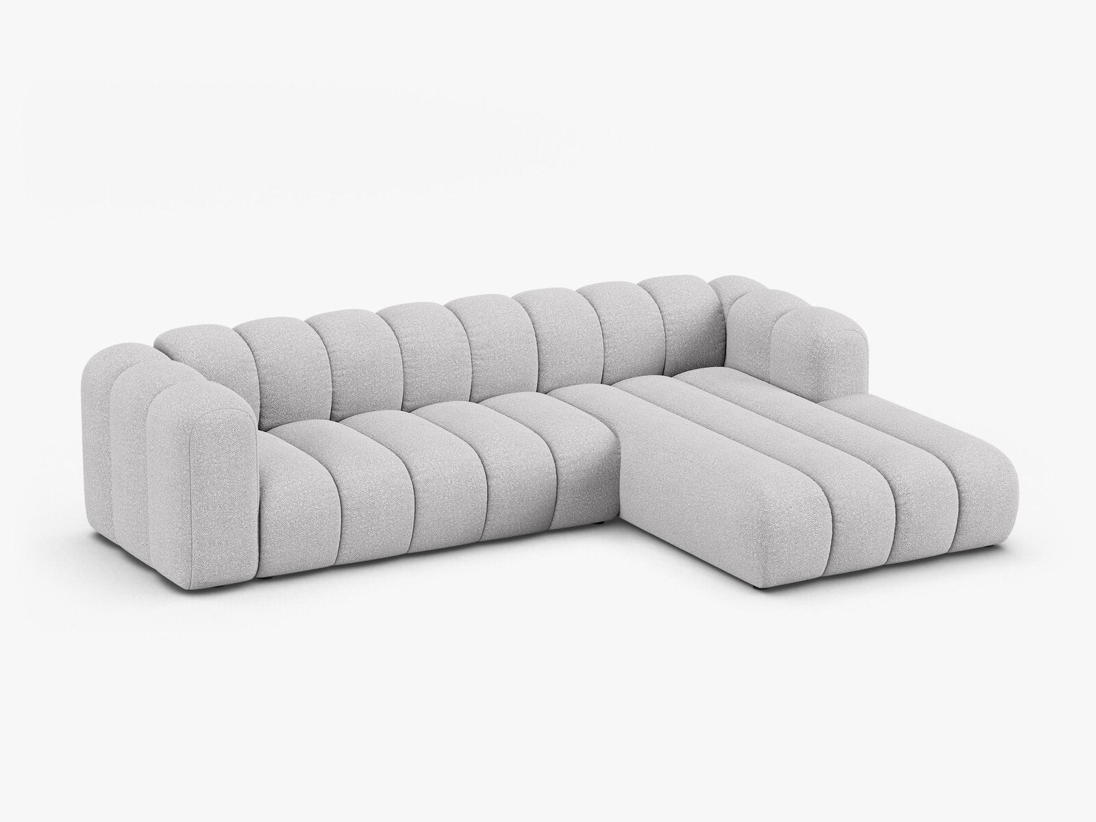 Micadoni Modulares Ecksofa Lupine 4-Sitzer Rechts Boucle Baloo Hellgrau