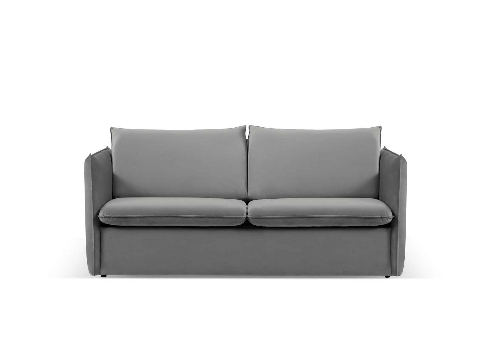 3-Sitzer Velvet Sofa mit Bettfunktion Agate | Bezug Light Grey | Beinfarbe Black Plastic