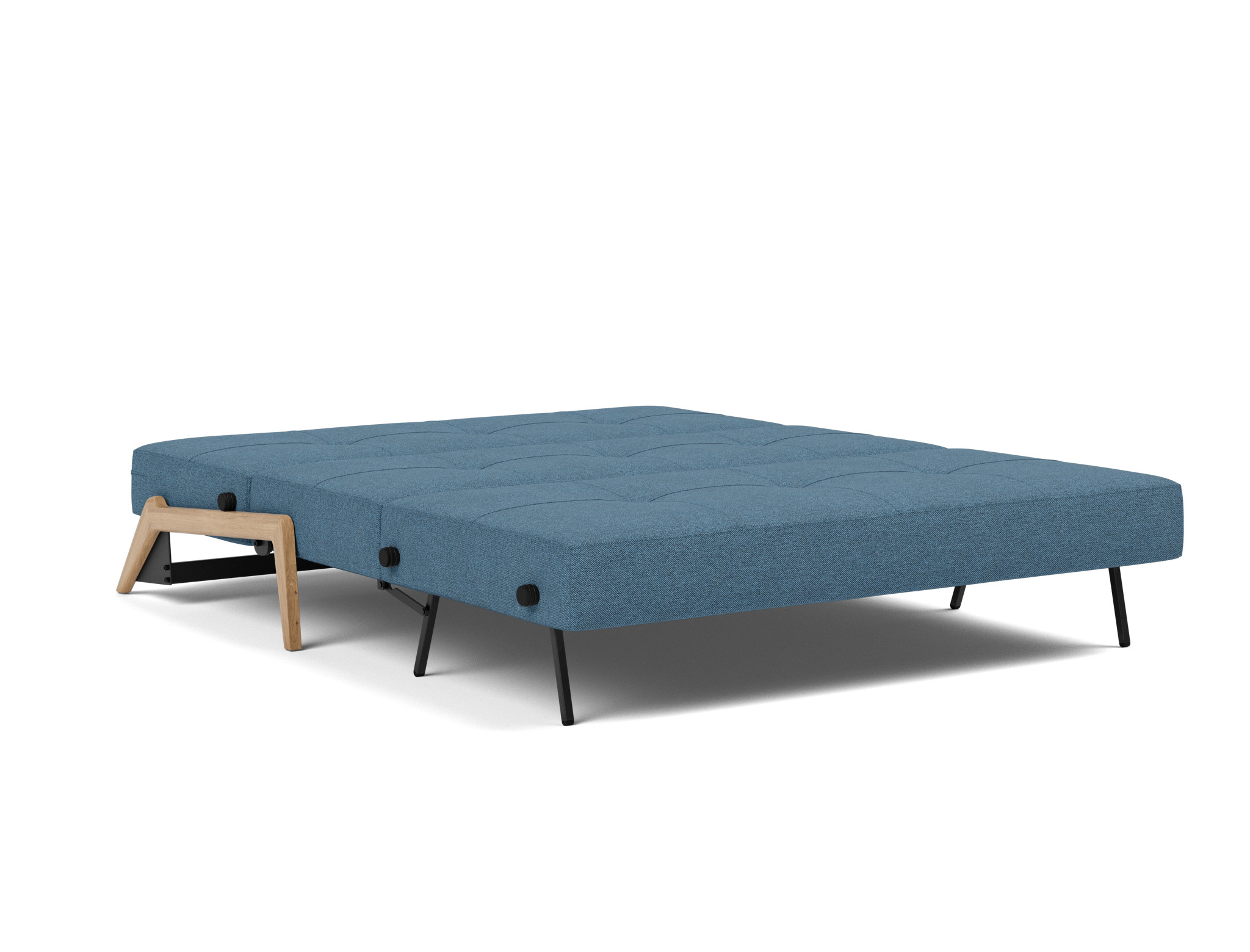 Schlafsofa Cubed 160 Strukturierter Stoff Weda 302-Weda-Blue Beine Eiche