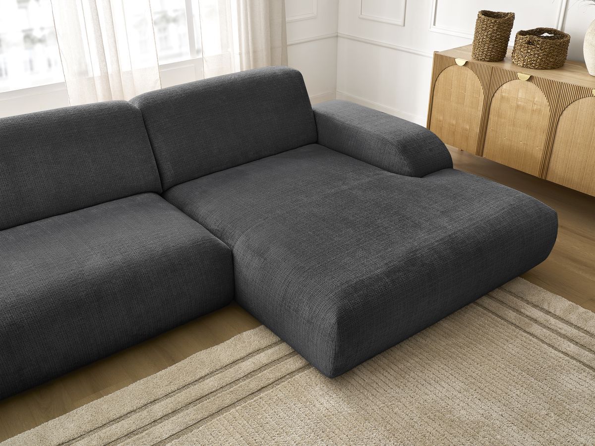 Bobochic Sirius Ecksofa 300 × 170 cm Strukturstoff Schwarz Ecke rechts