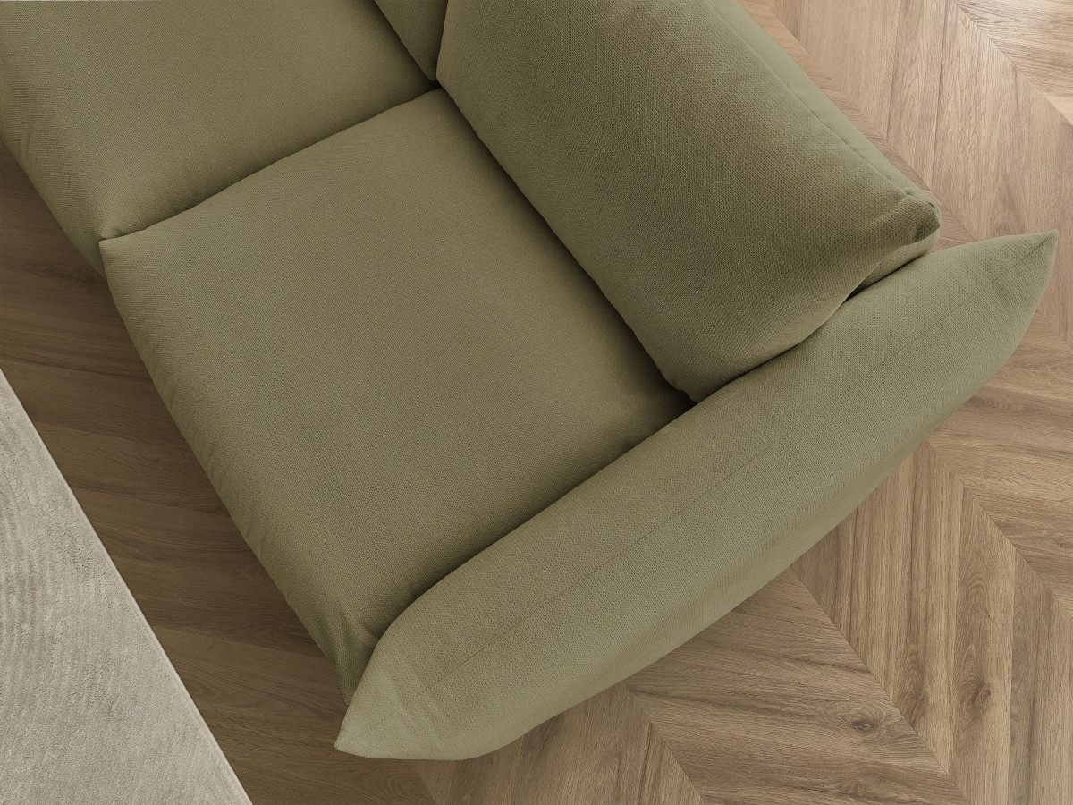 Bobochic Ernest Schlafsofa 3-Sitzer, Liegefläche 190 × 140 / 160 cm Stoff Grün, Liegefläche 140 × 190 cm