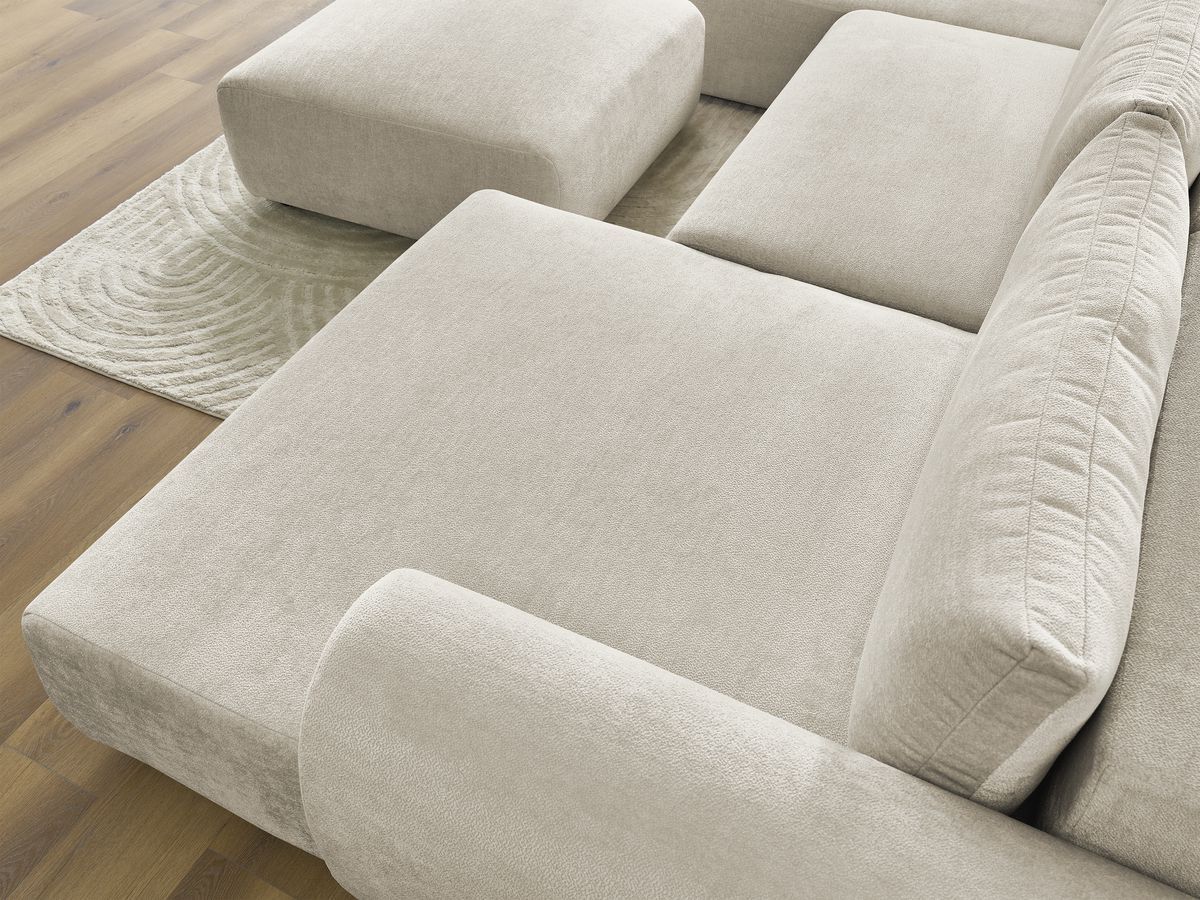 Bobochic Lucien Wohnlandschaft mit Pouf Stoff Beige Ecke rechts