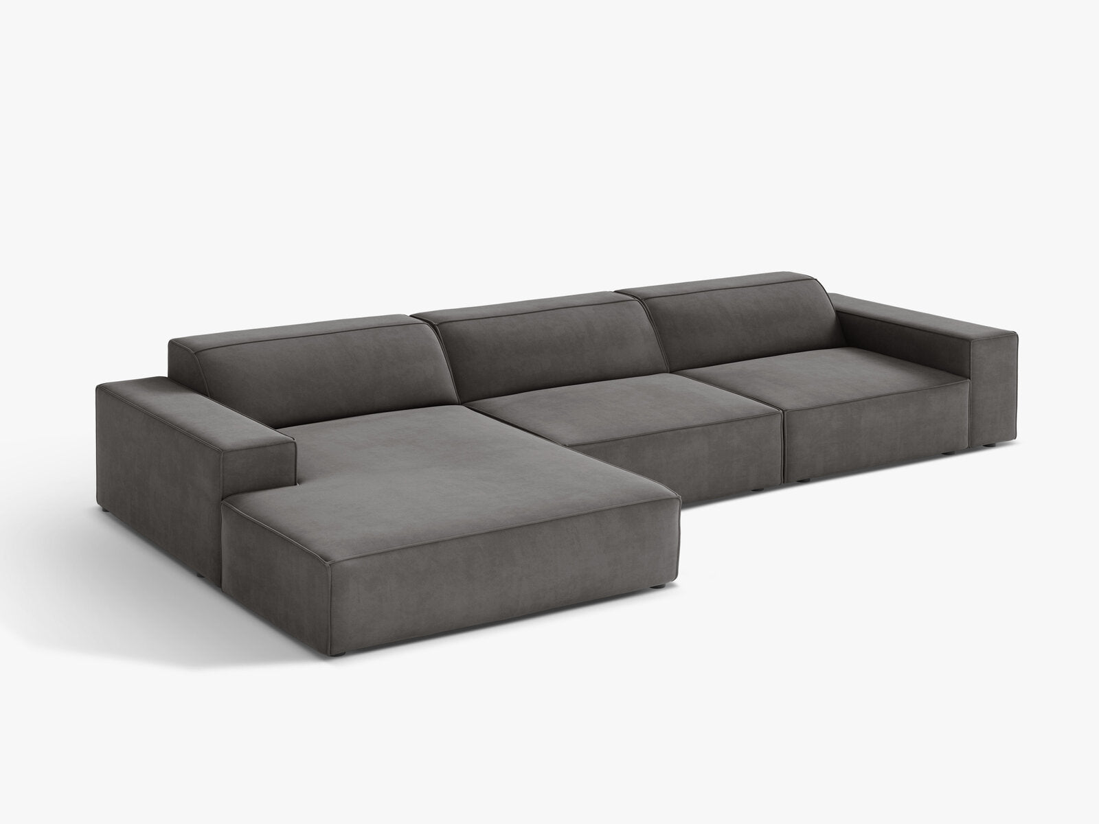 Micadoni Ecksofa Jodie 4-Sitzer Links Samt Bluvel Hellgrau