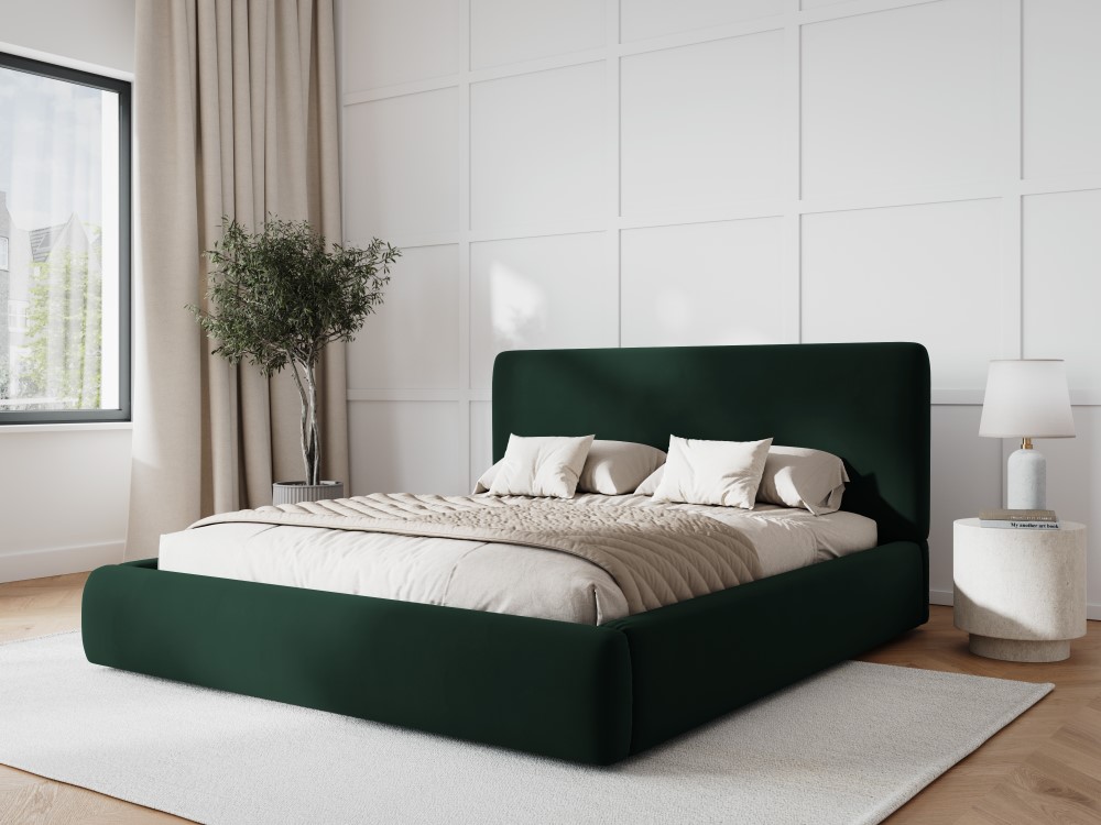 Cosmopolitan Design Stauraumbett mit Kopfteil Colonel 140x200 Samt Riviera Dunkelgrün